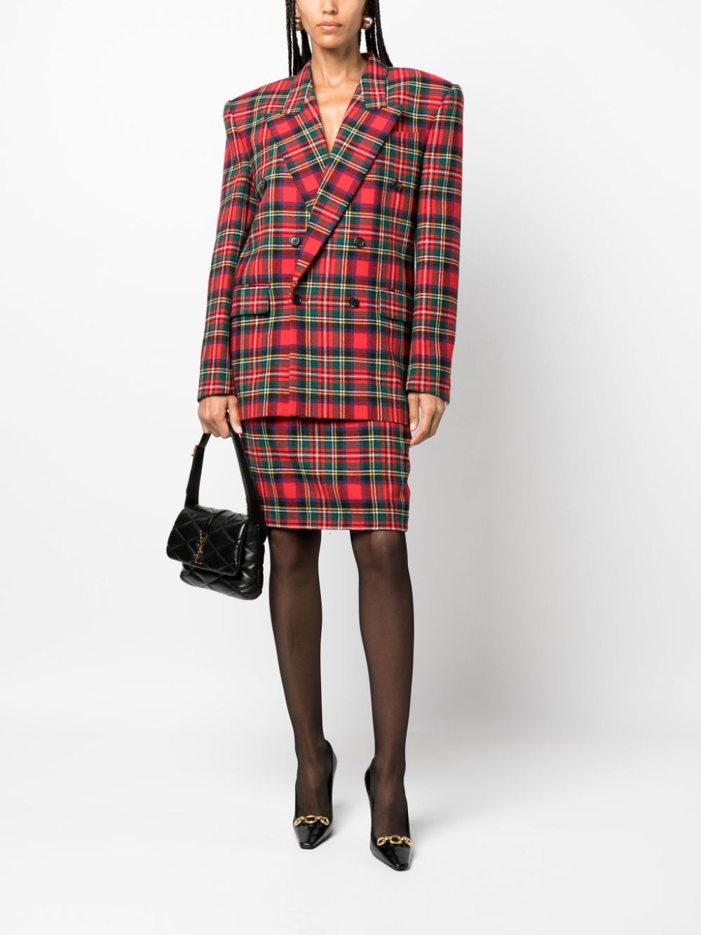 tartan-check pencil skirt - 2