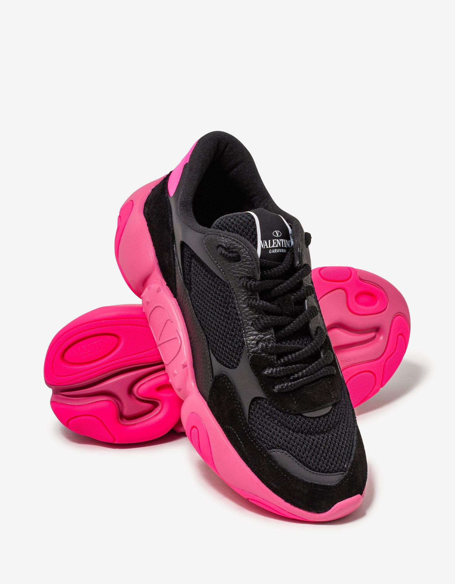 Valentino Black Bubbleback Mesh and Suede Trainers - 6