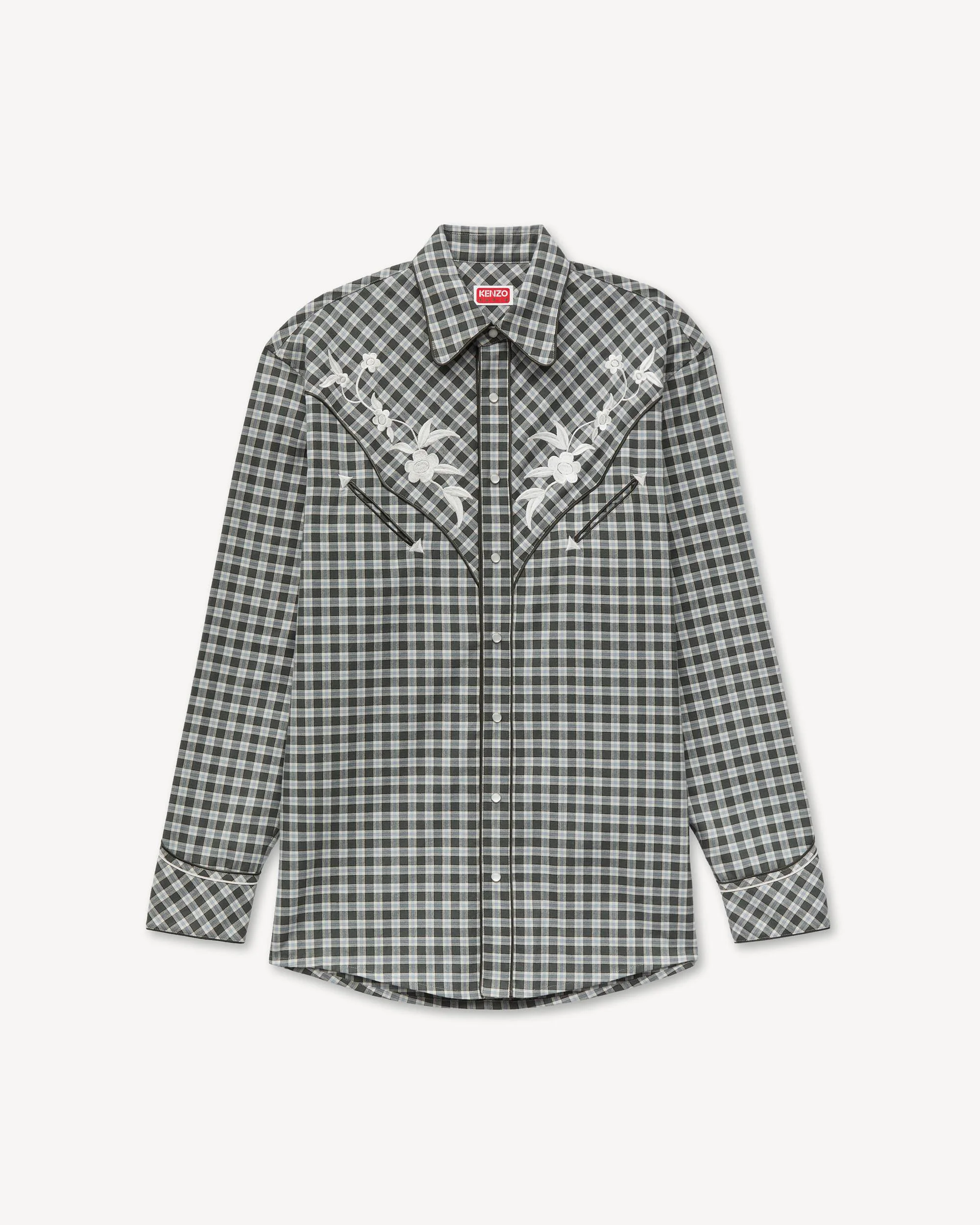 'KENZO Wildflower' embroidered western shirt in wool cotton - 1