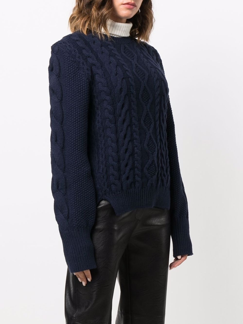 long-sleeve cable-knit jumper - 3