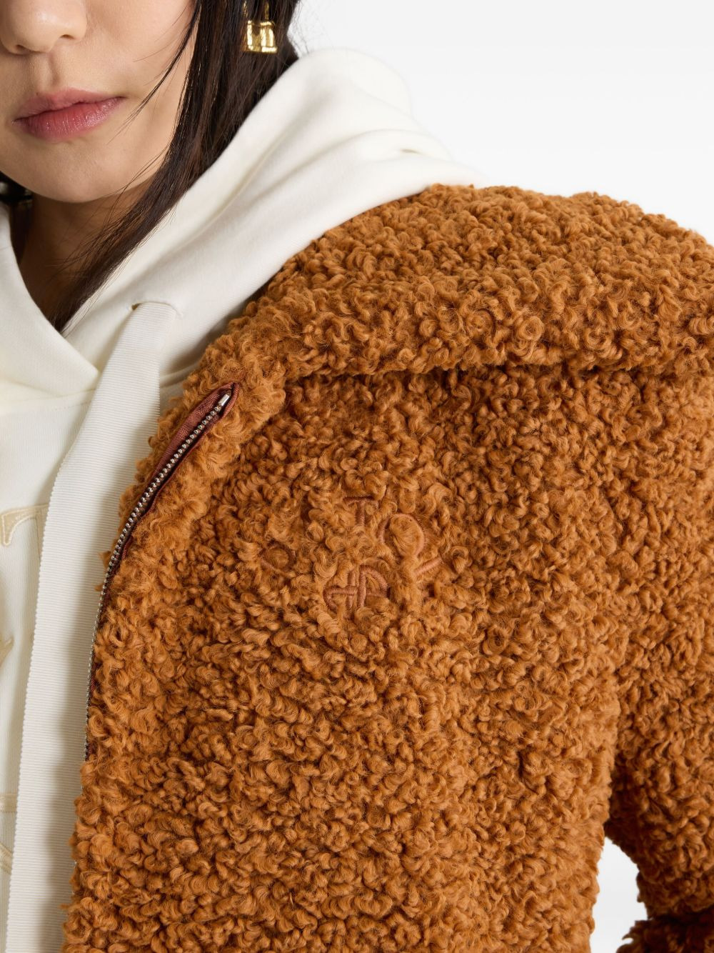 high-neck faux-fur bomber jacket - 4