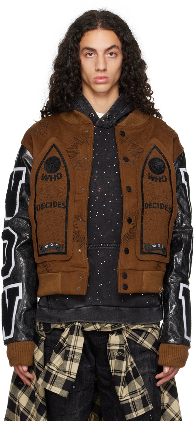 SSENSE Exclusive Brown Namesake Varsity Bomber Jacket - 1