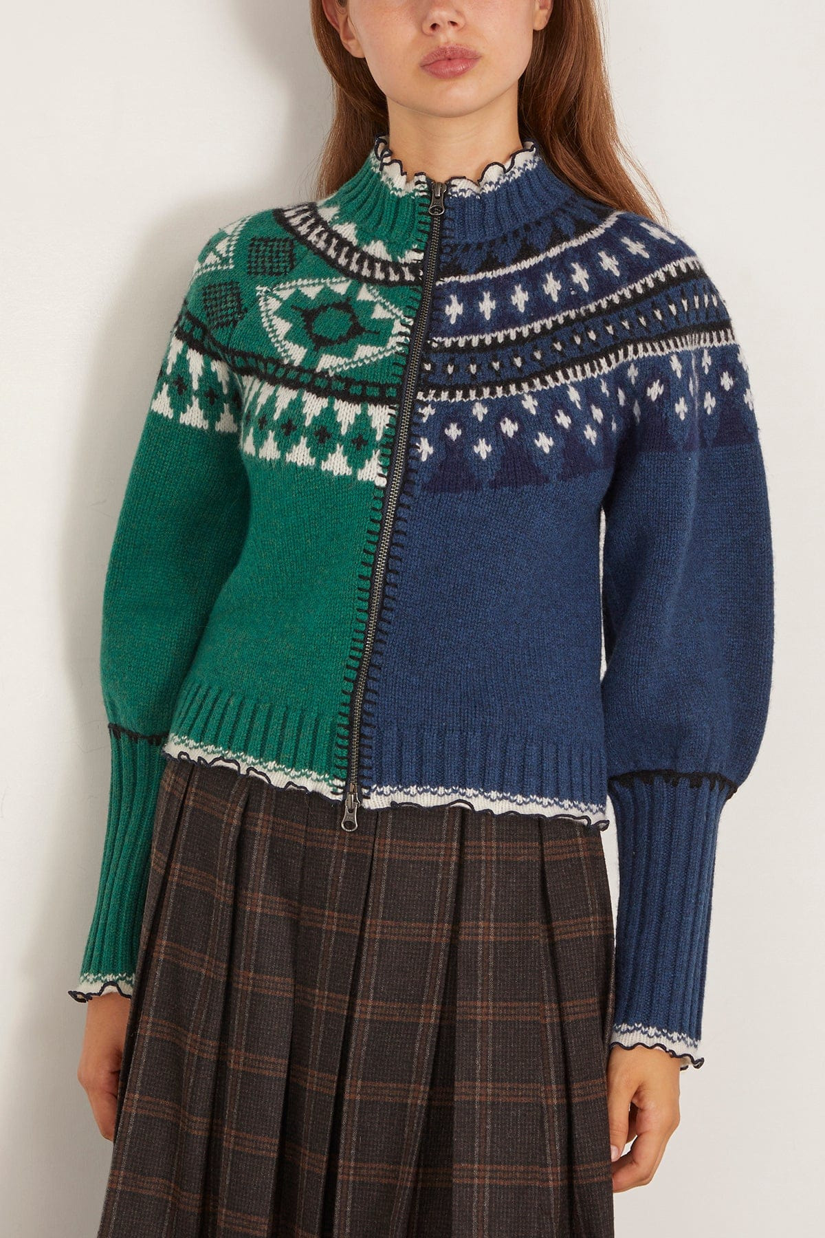 Linea Fair Isle Zip Front Cardigan in Multi - 3