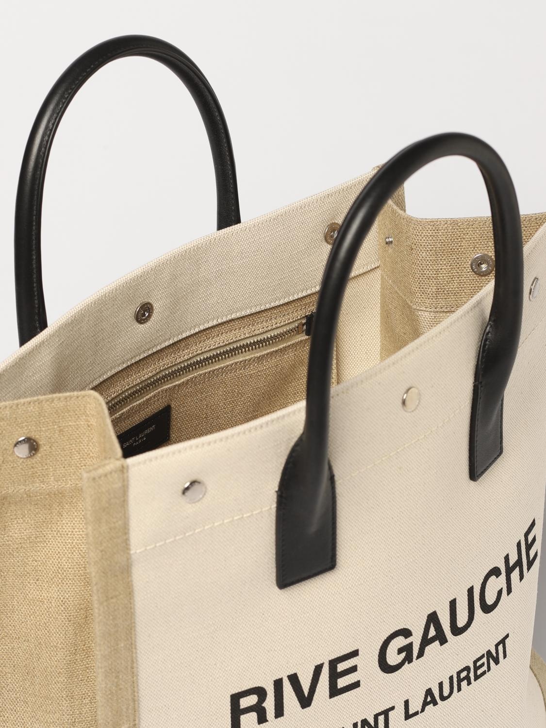 Saint Laurent Rive Gauche bag in canvas and leather with printed logo - 4
