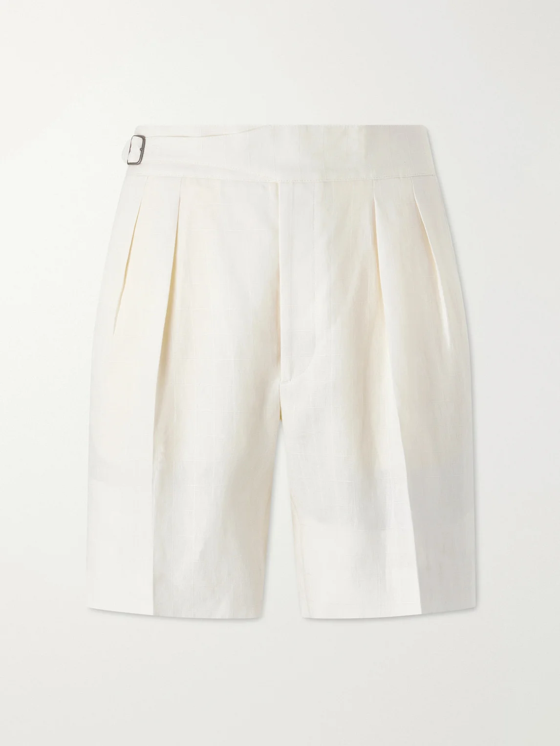 Straight-Leg Pleated Linen Shorts - 1