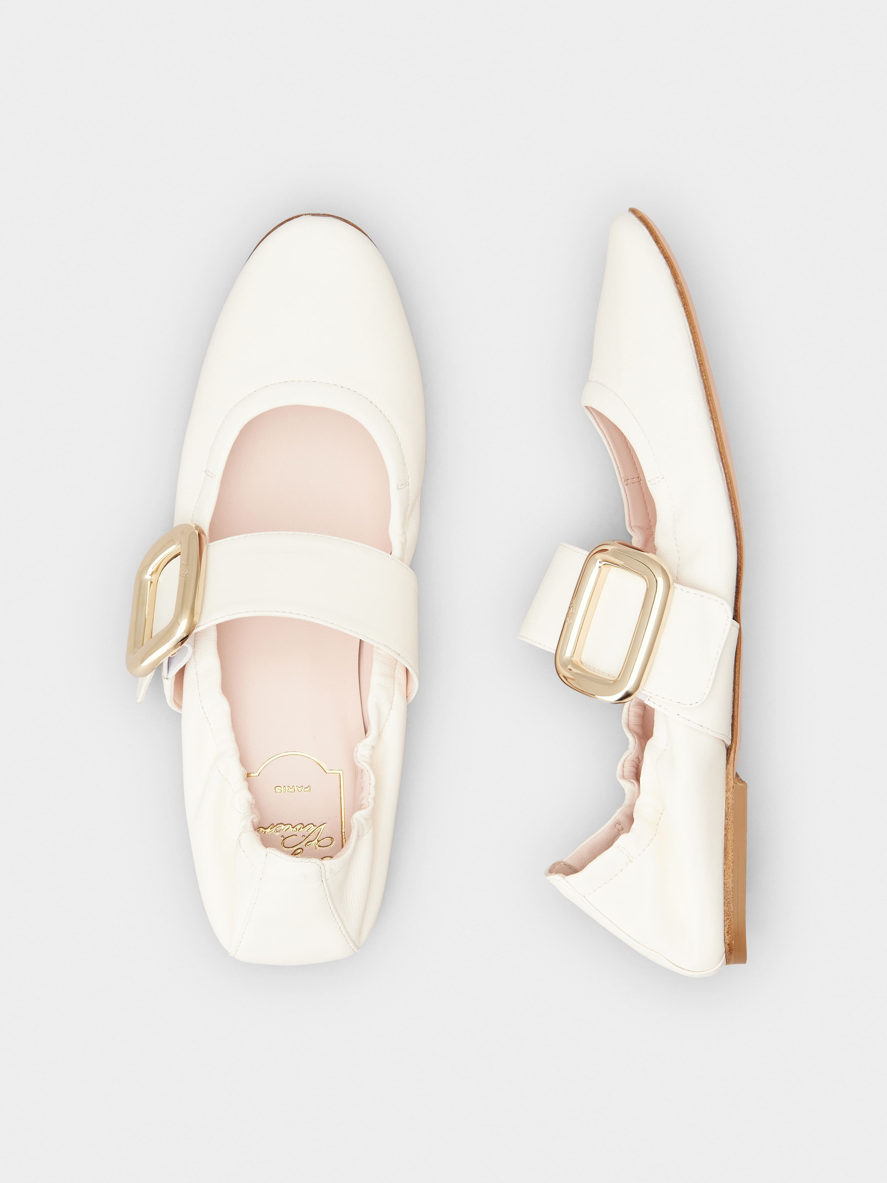 Viv' Choc Metal Buckle Babies Ballerinas in Leather - 4