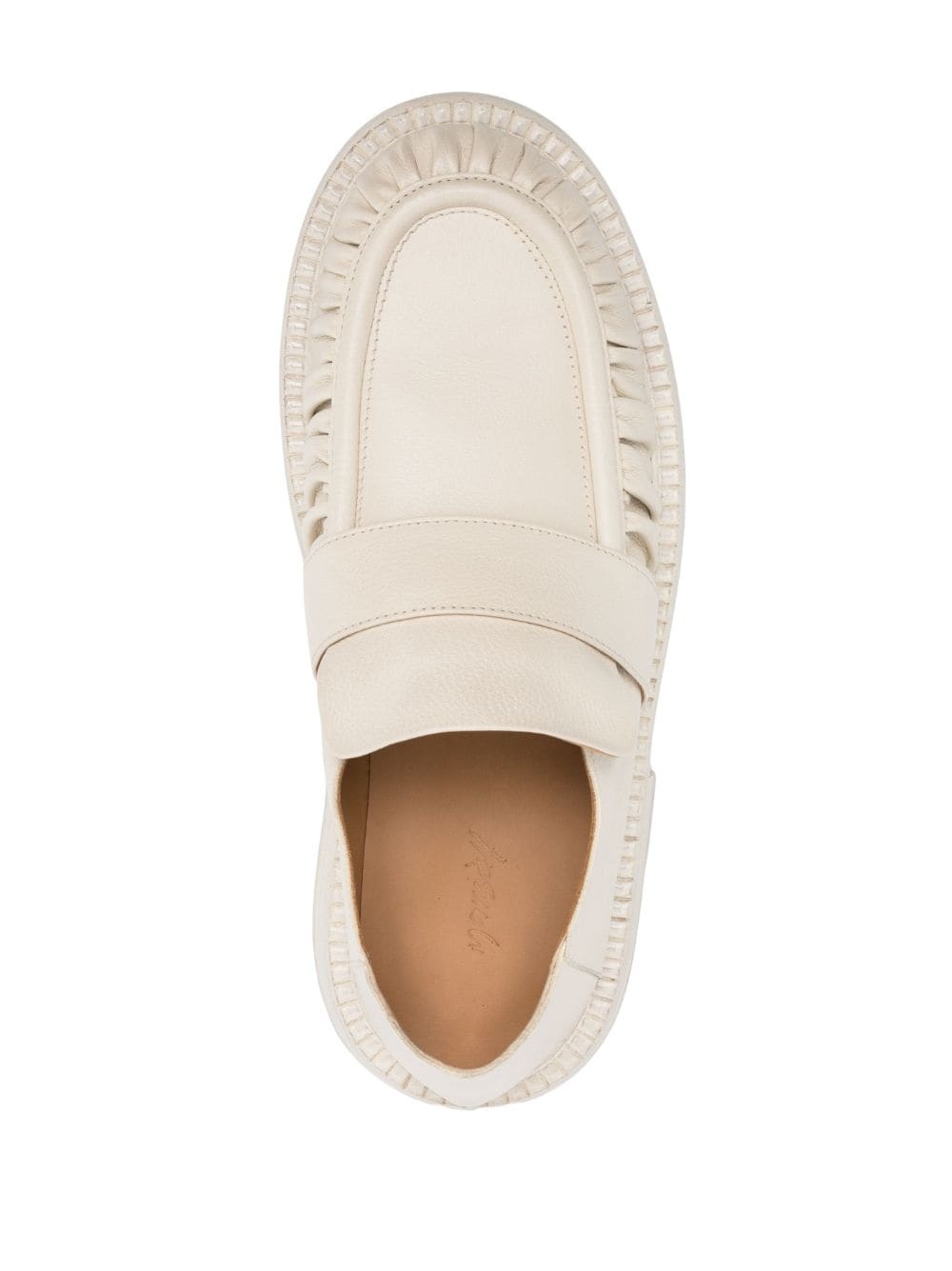 round-toe ruched leather loafers - 4