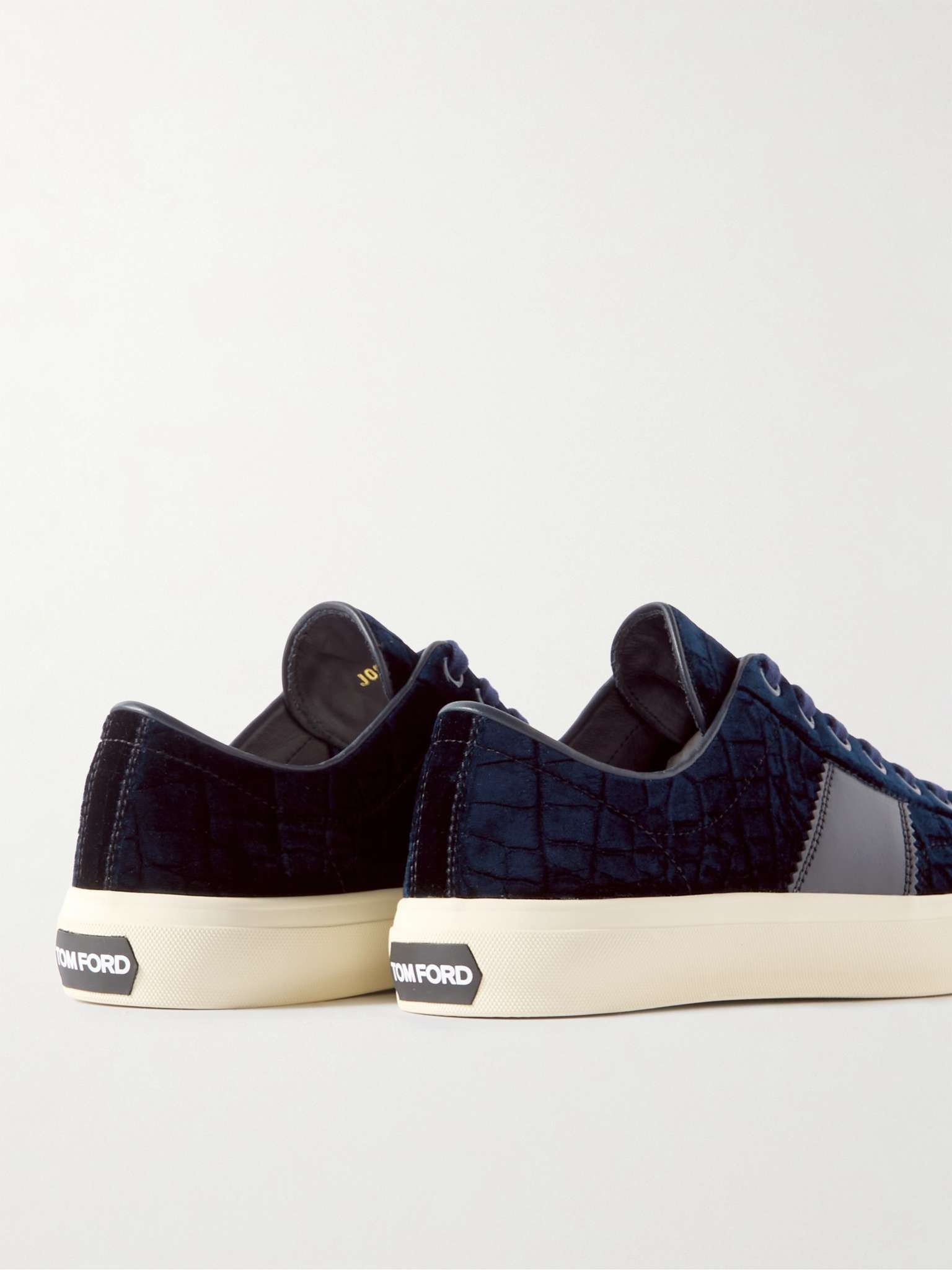 Cambridge Leather-Trimmed Croc-Effect Velvet Sneakers - 5