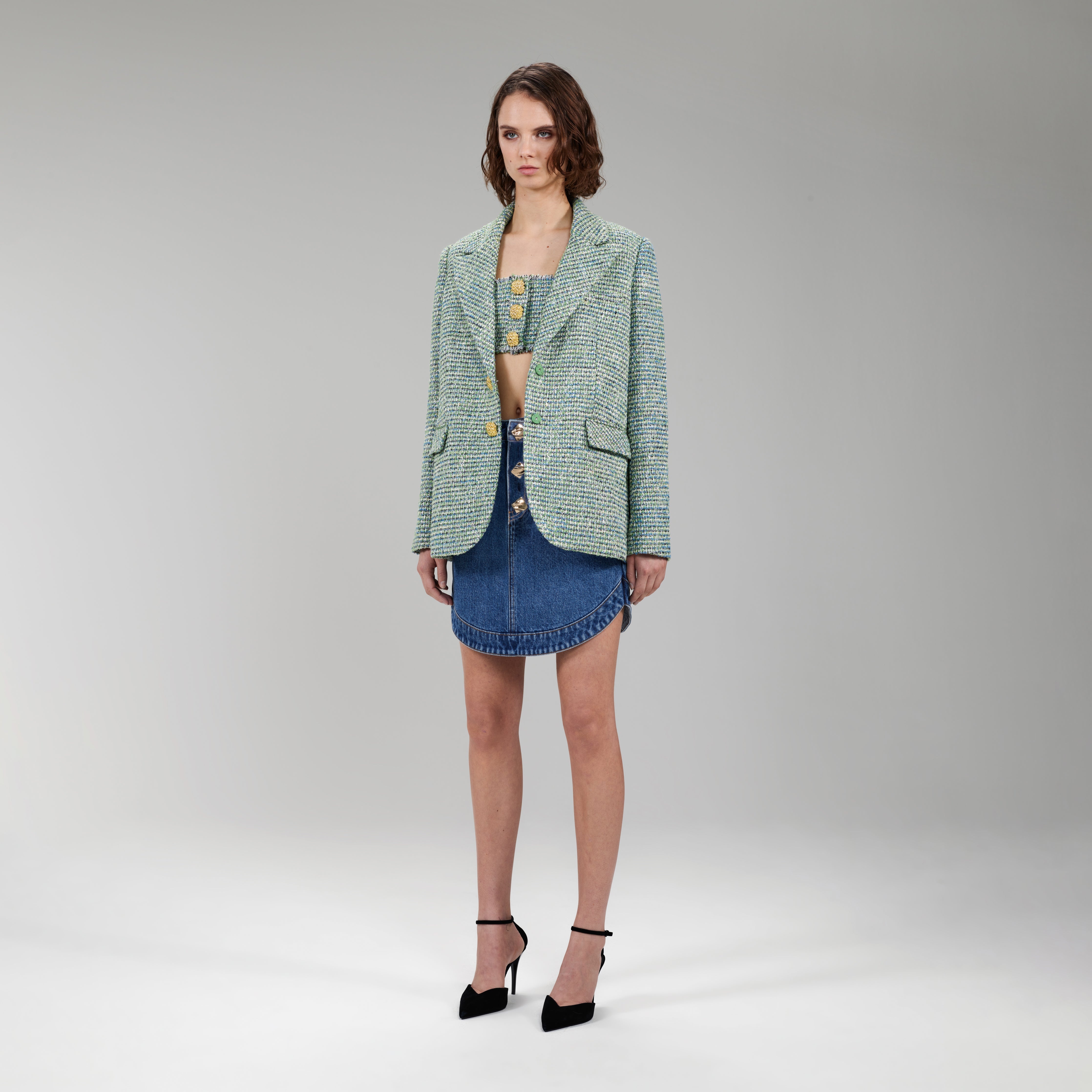 Green Bouclé Oversized Blazer - 2