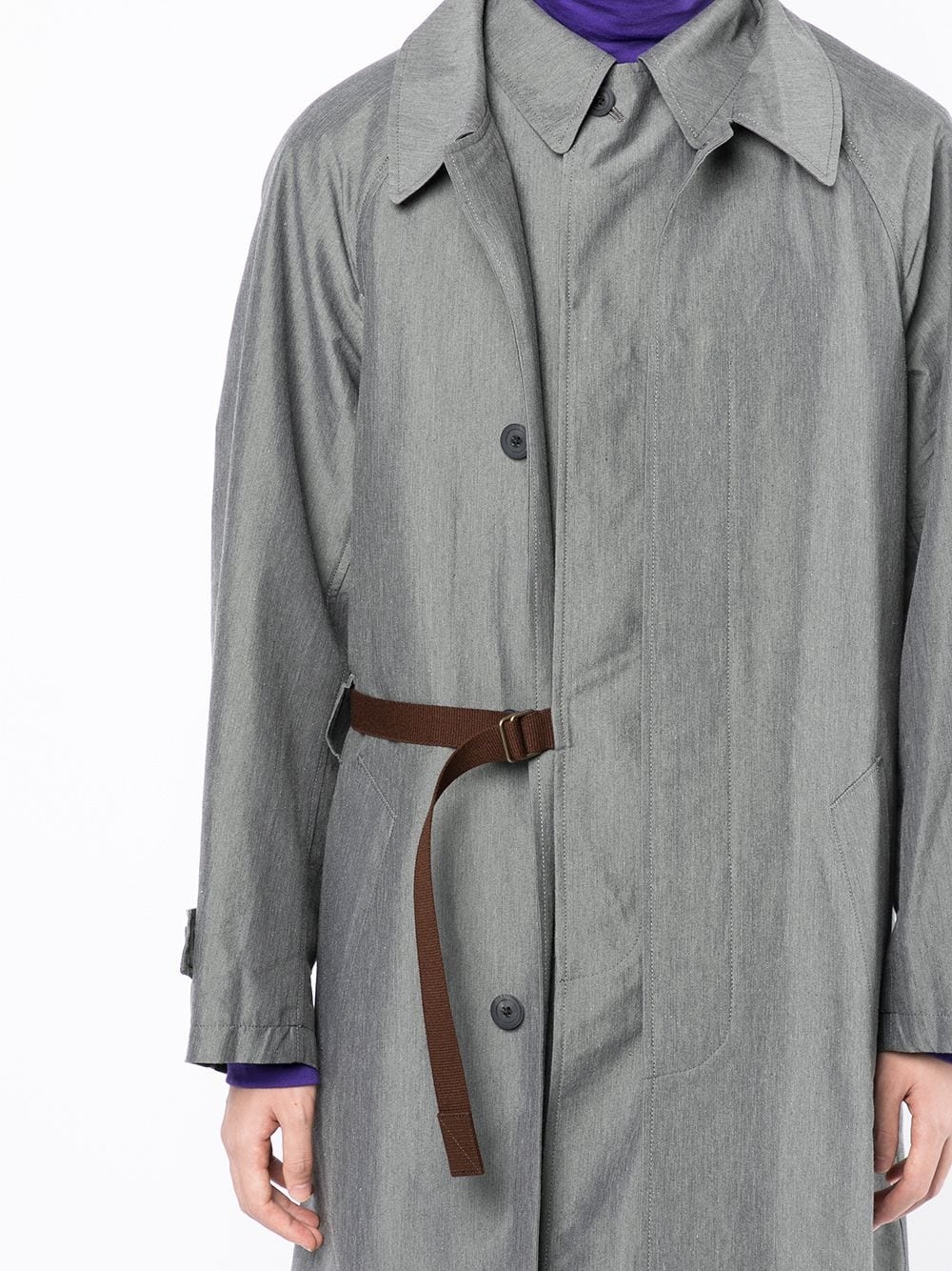 asymmetric draped trench coat - 5