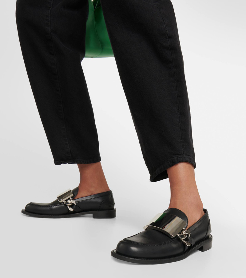 로고 조각 가죽 loafers 4