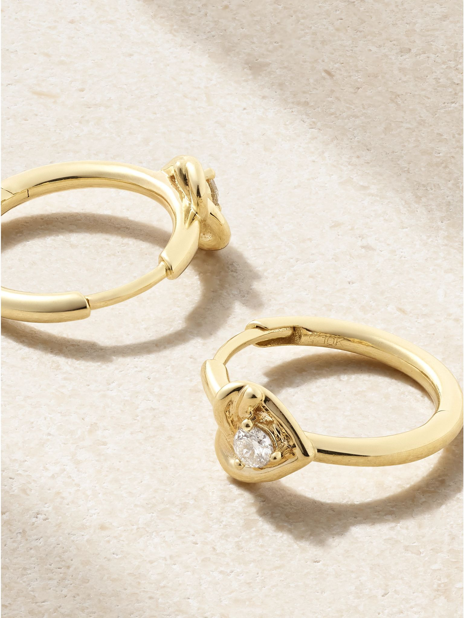 Tie The Knot 9-karat gold diamond hoop earrings Gold - 3