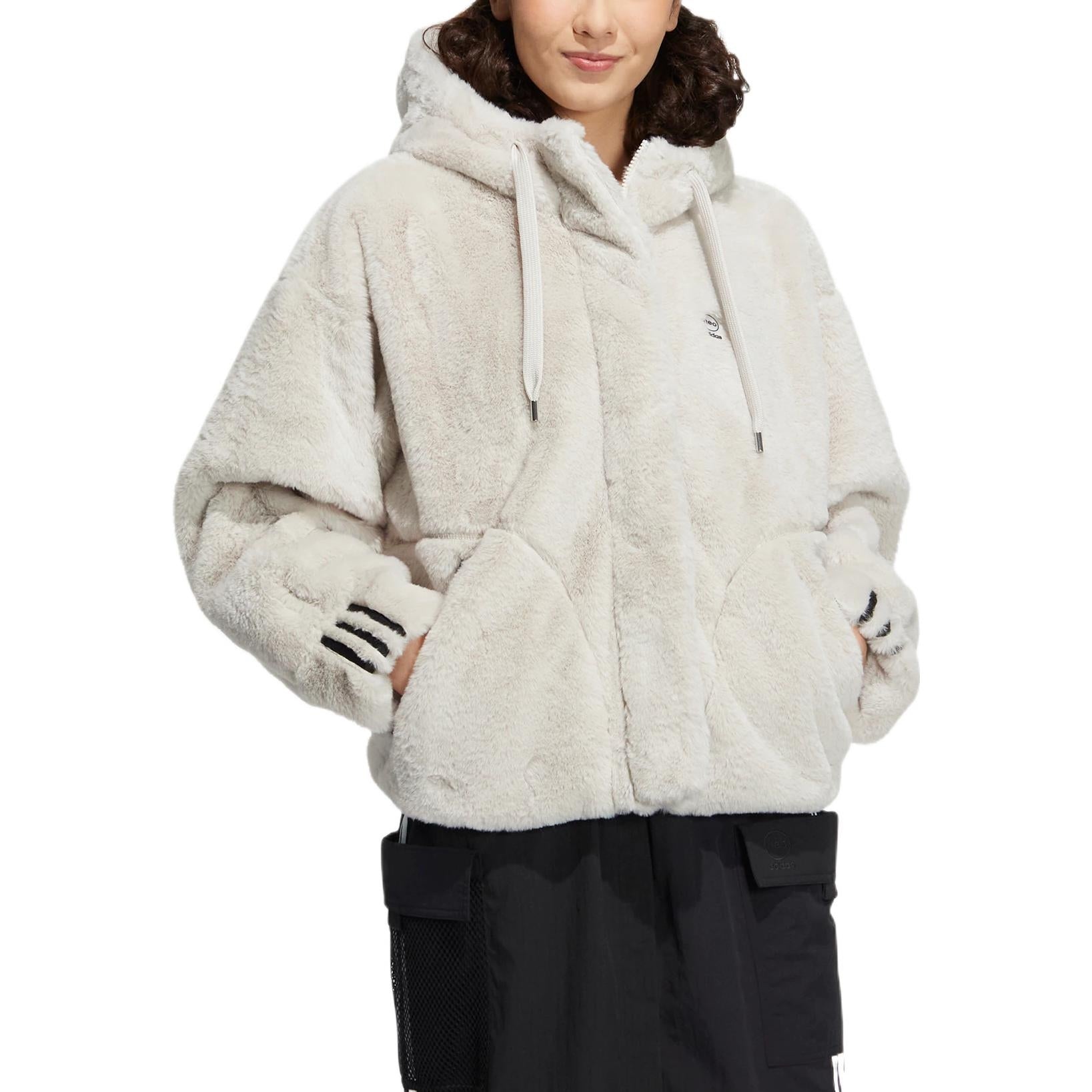 (WMNS) adidas Neo Winter Fur Jacket 'White' HZ2433 - 2