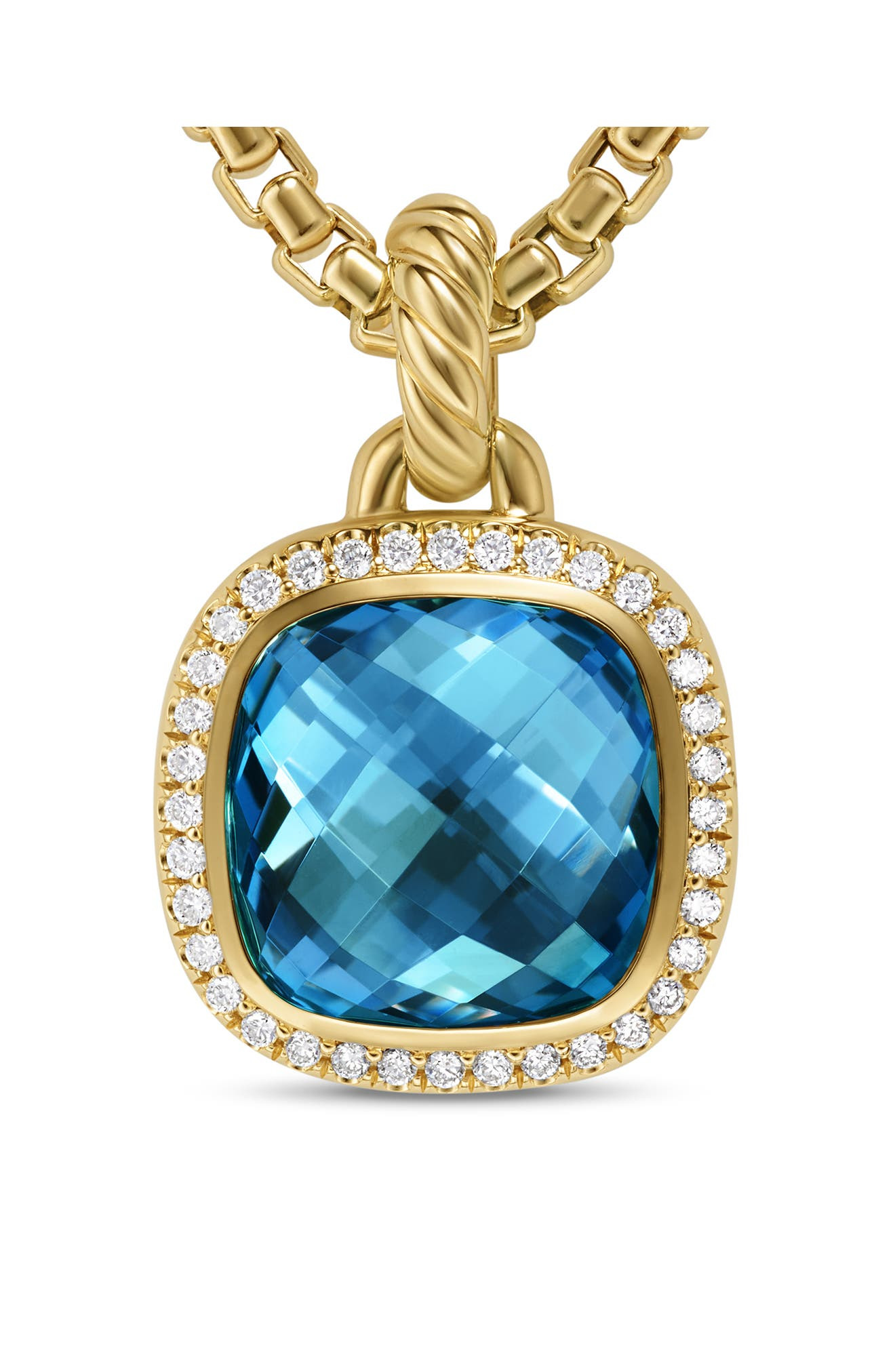 David Yurman Albion® Pendant in 18K Yellow Gold with Diamonds, 11mm in Hampton Blue Topaz at Nordstr - 4