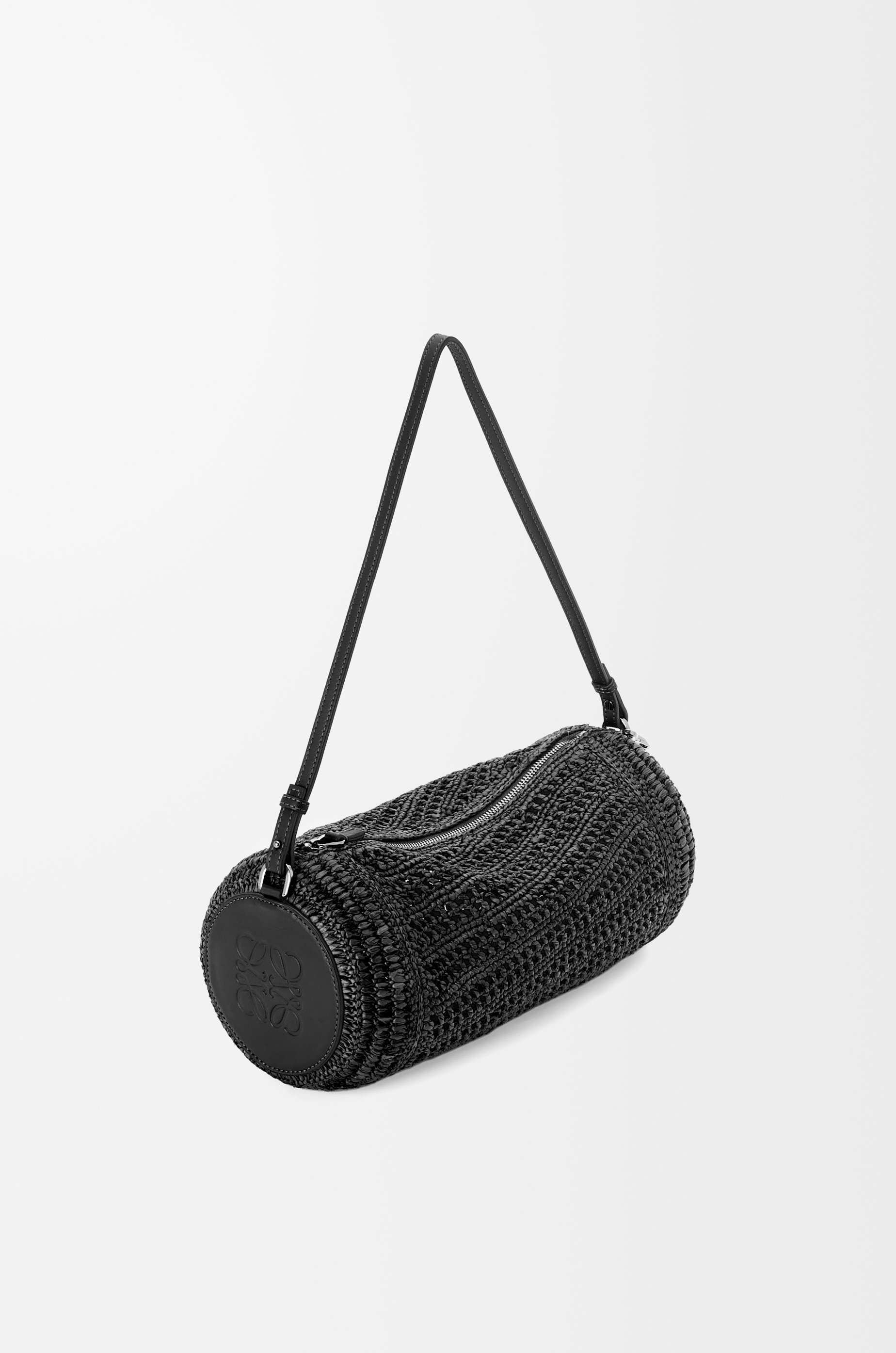 Bracelet pouch in raffia and calfskin - 1