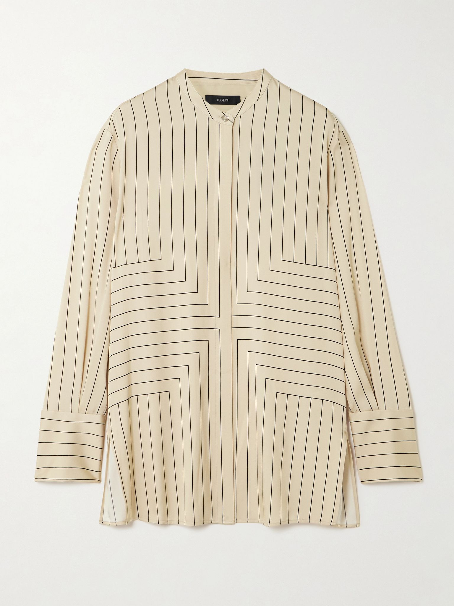 Athena striped silk-blend satin shirt Beige - 1