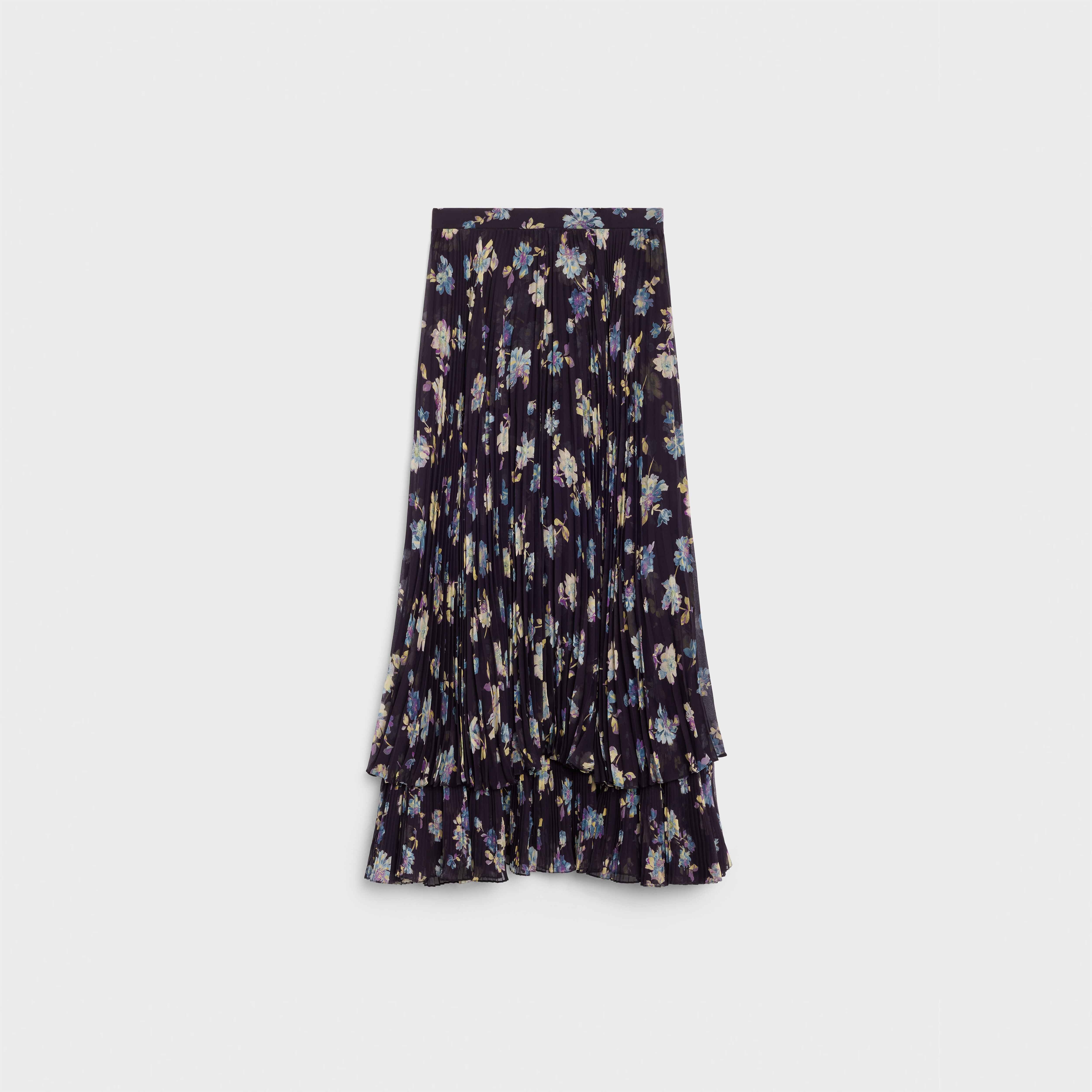 MIDI RUFFLED SKIRT IN SILK GEORGETTE - 1