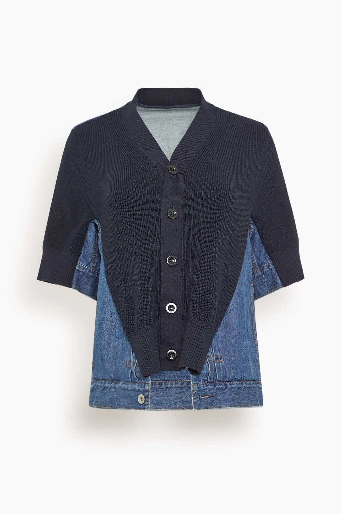 Denim x Knit Cardigan in Navy x Blue - 1