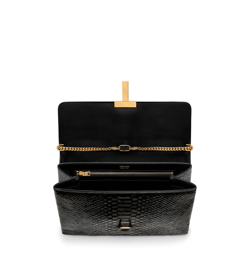 STAMPED PYTHON LEATHER MONARCH MEDIUM SHOULDER BAG 4