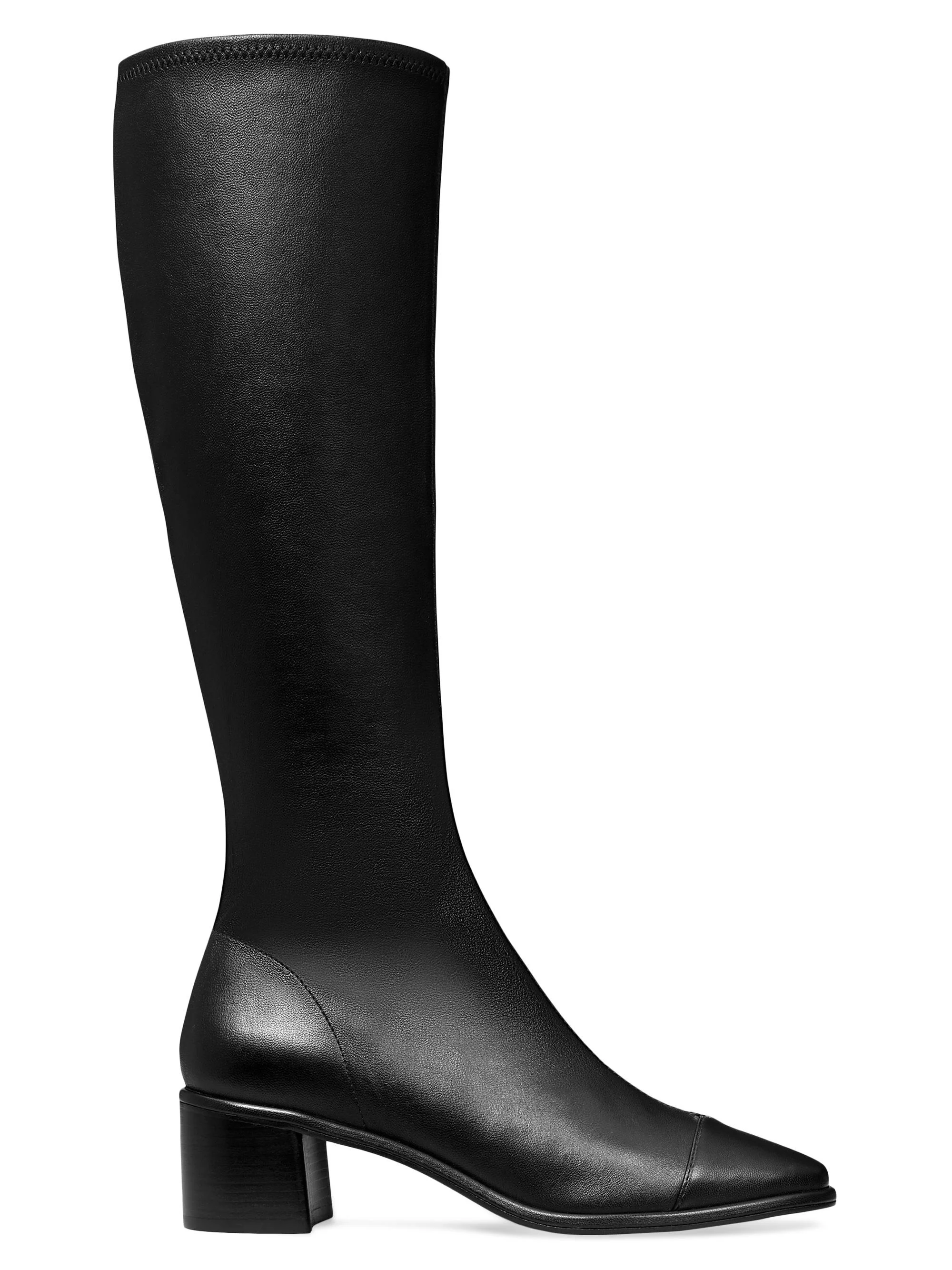 Women's Cap-Toe 55MM Leather Knee-High Boots - Perfect Black - 1