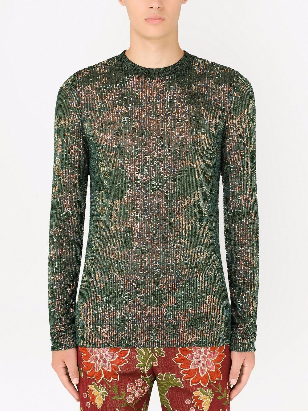 sequinned crew neck jumper - 3