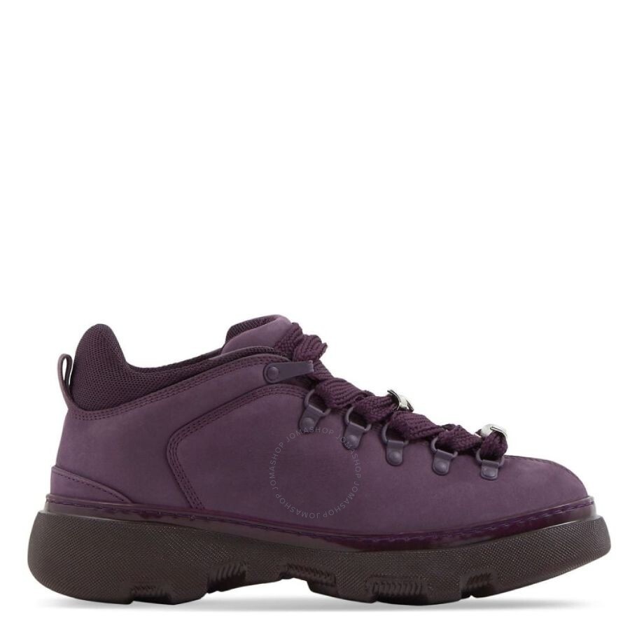 Burberry Men's Aubergine Lace-Up Leather Trek Ankle Boots - 1