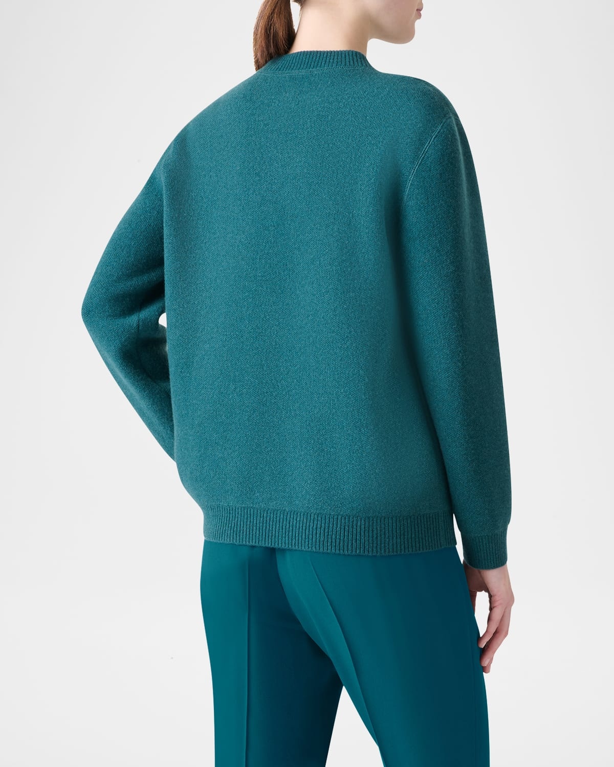 Pure Cashmere Pique Knit Crewneck Cardigan - 3