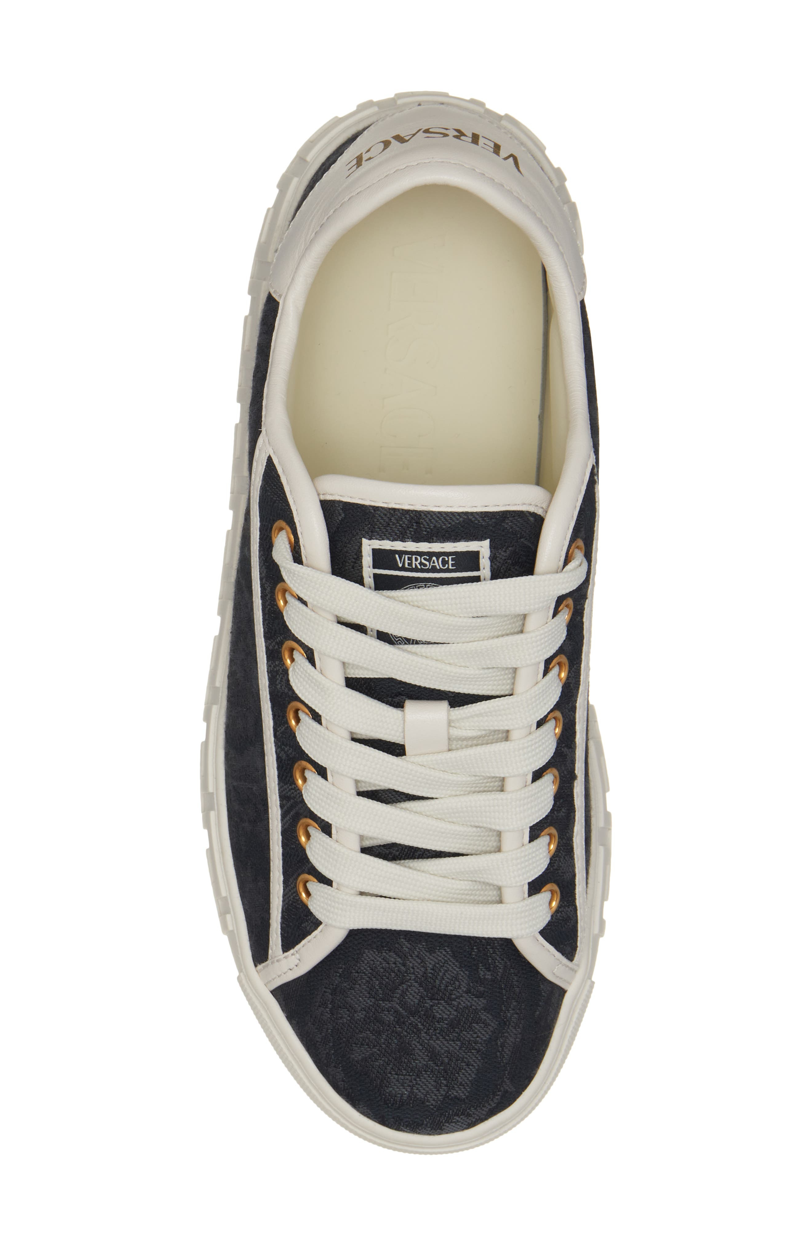 Versace Barroco Greca Jacquard Low Top Sneaker in Black/Off White at Nordstrom - 5