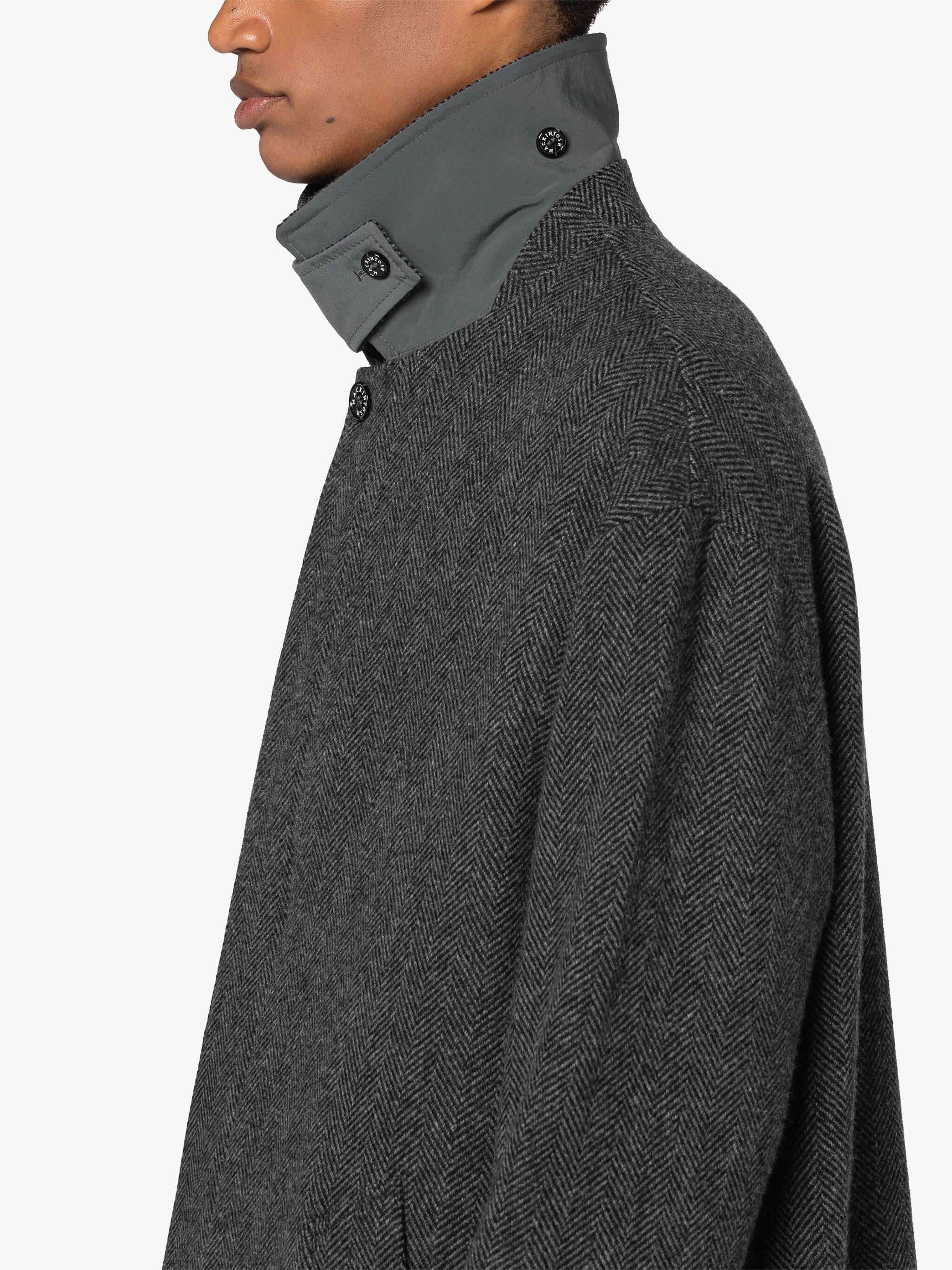 SOHO GREY HERRINGBONE WOOL OVERCOAT - 5