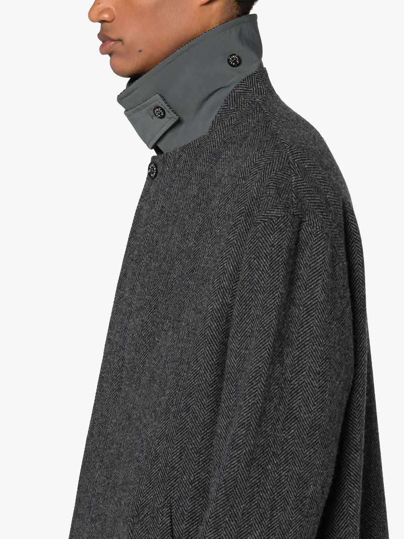 SOHO GREY HERRINGBONE WOOL OVERCOAT 5