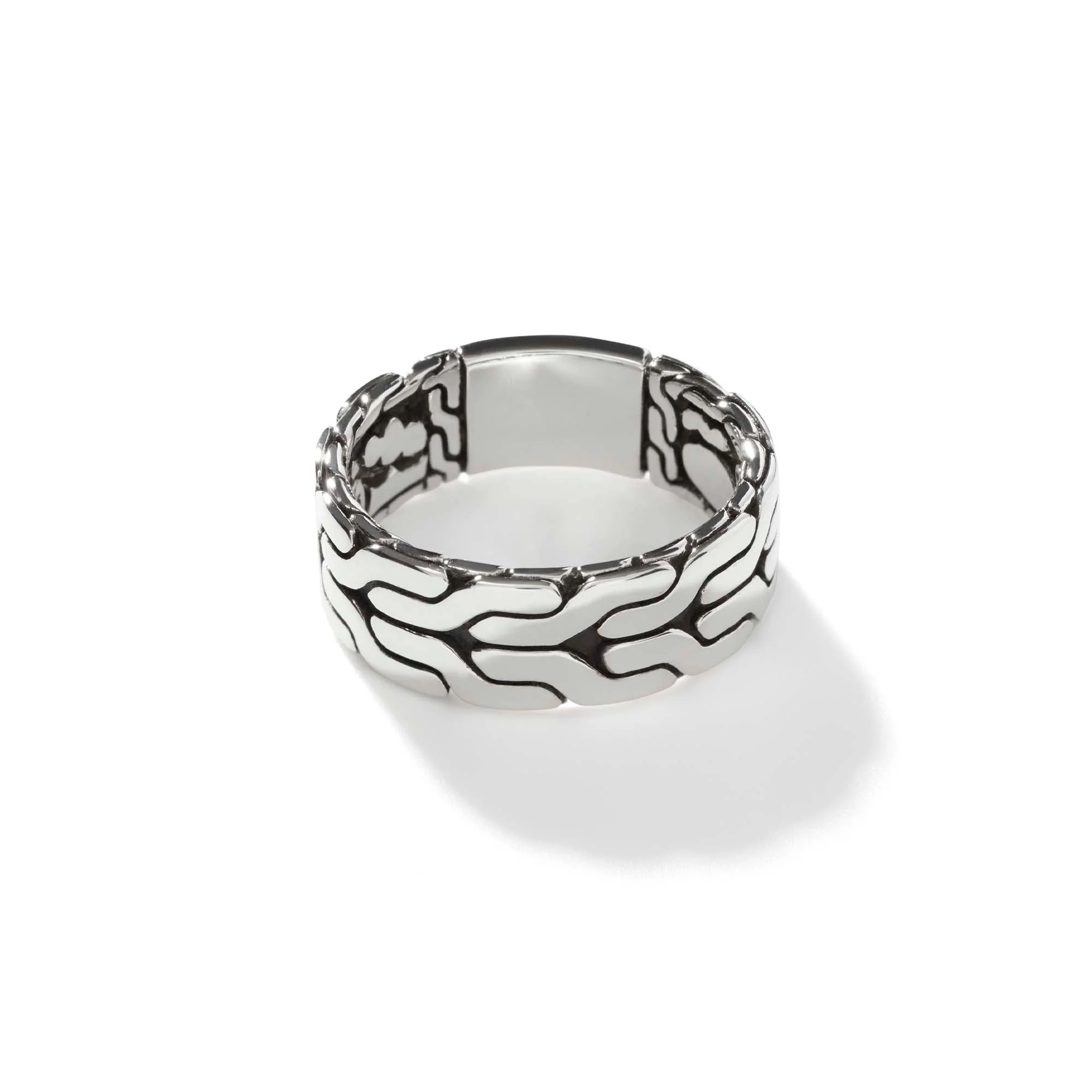 Men's Carved Chain Band Ring, Sterling Silver, 8MM - 1