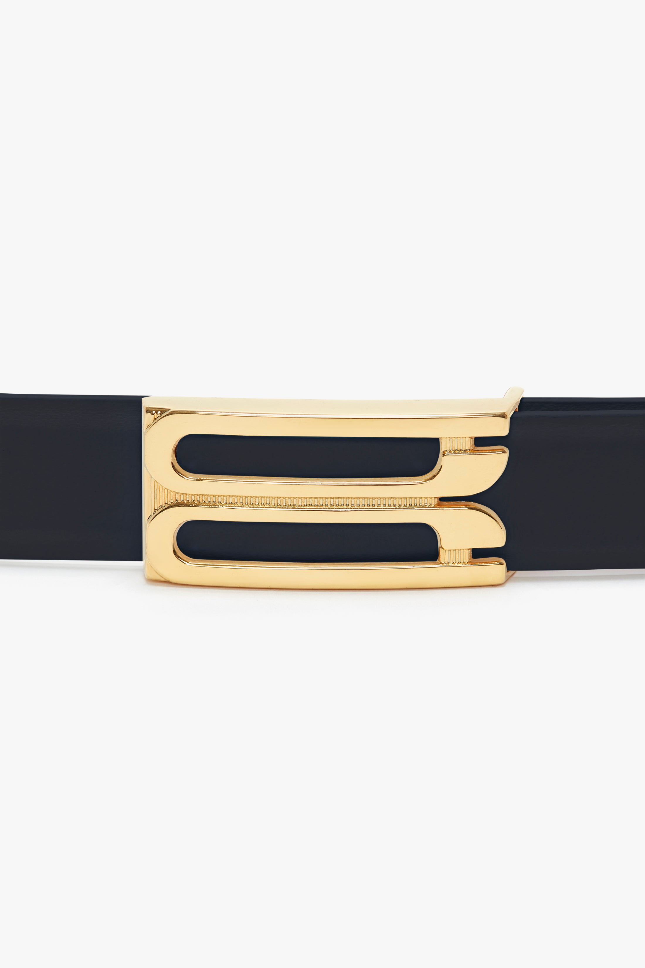 Frame Belt In Navy Leather - 4