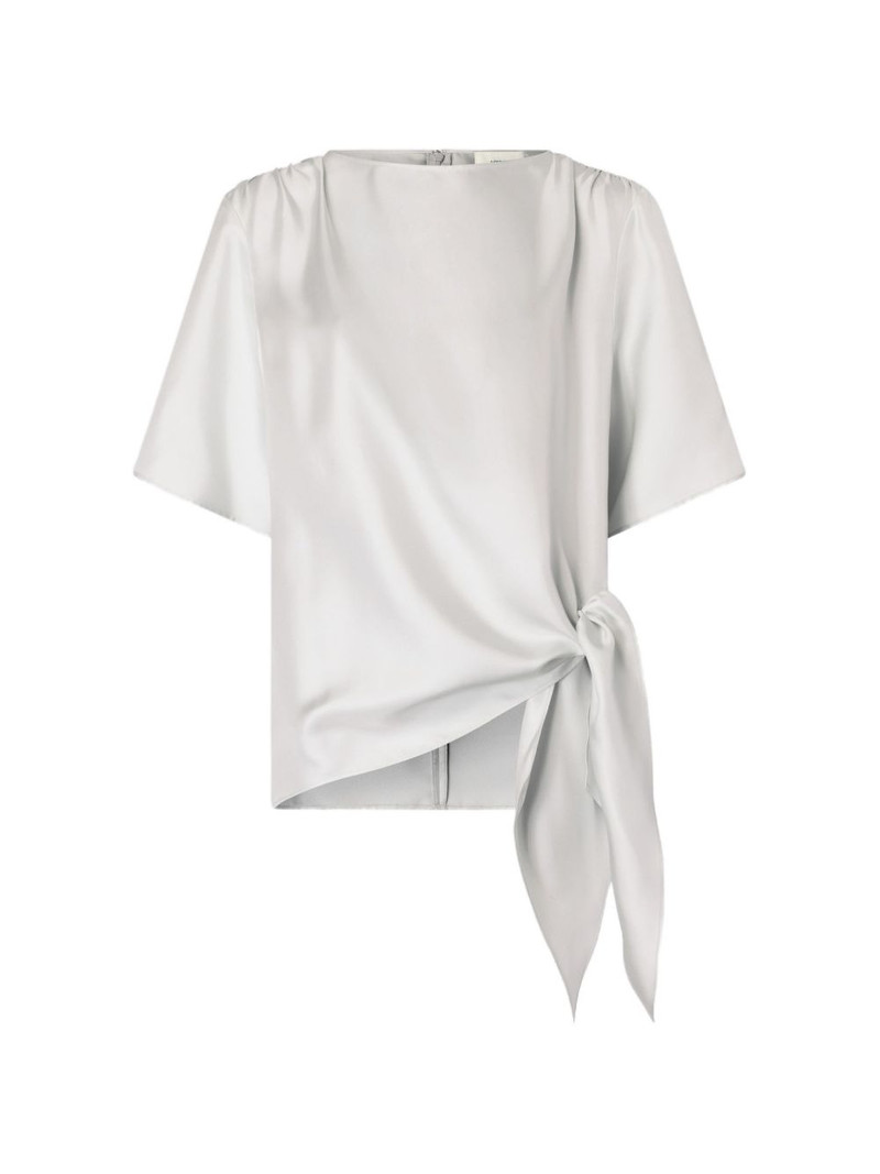 Mano gathered knot silk top 1