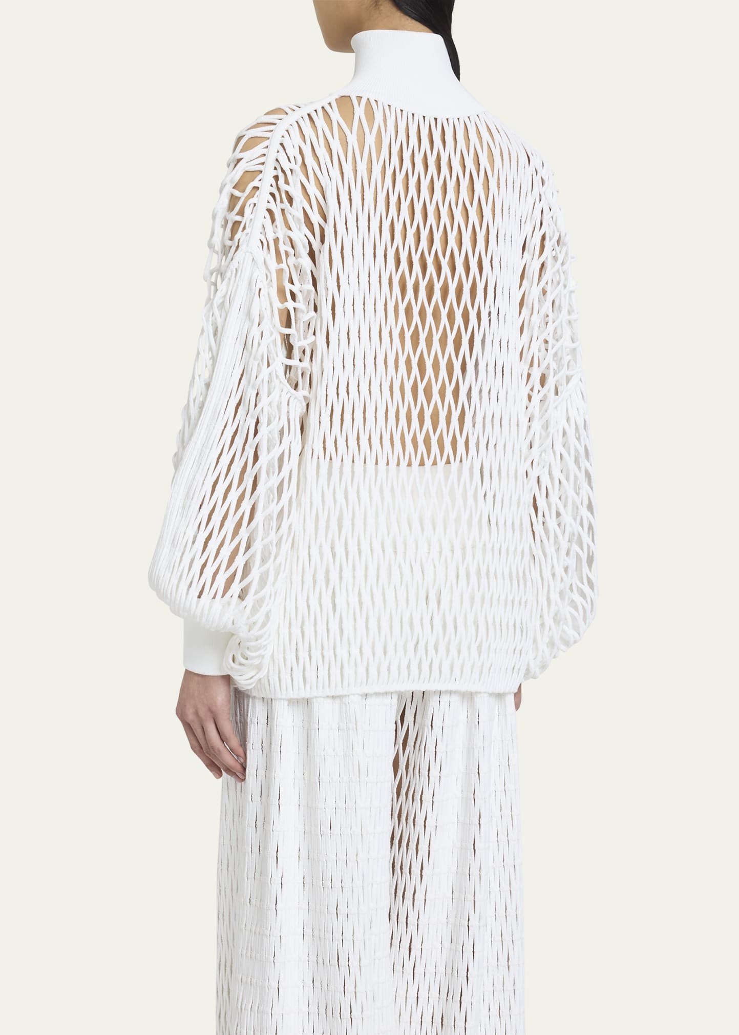 Macrame Knit High-Neck Sweater - 3