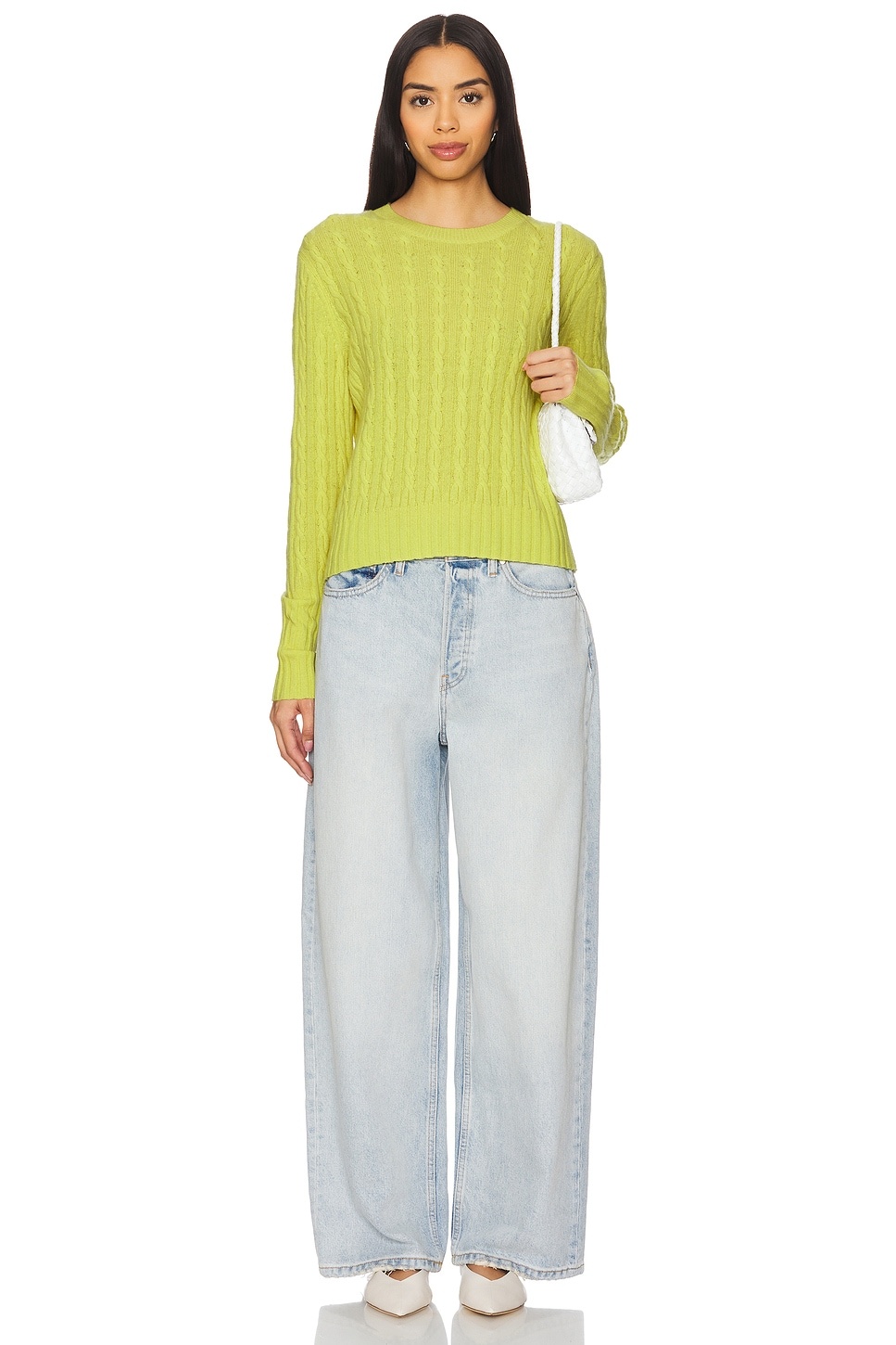 Cable Shrunken Cashmere Crew Sweater - 4