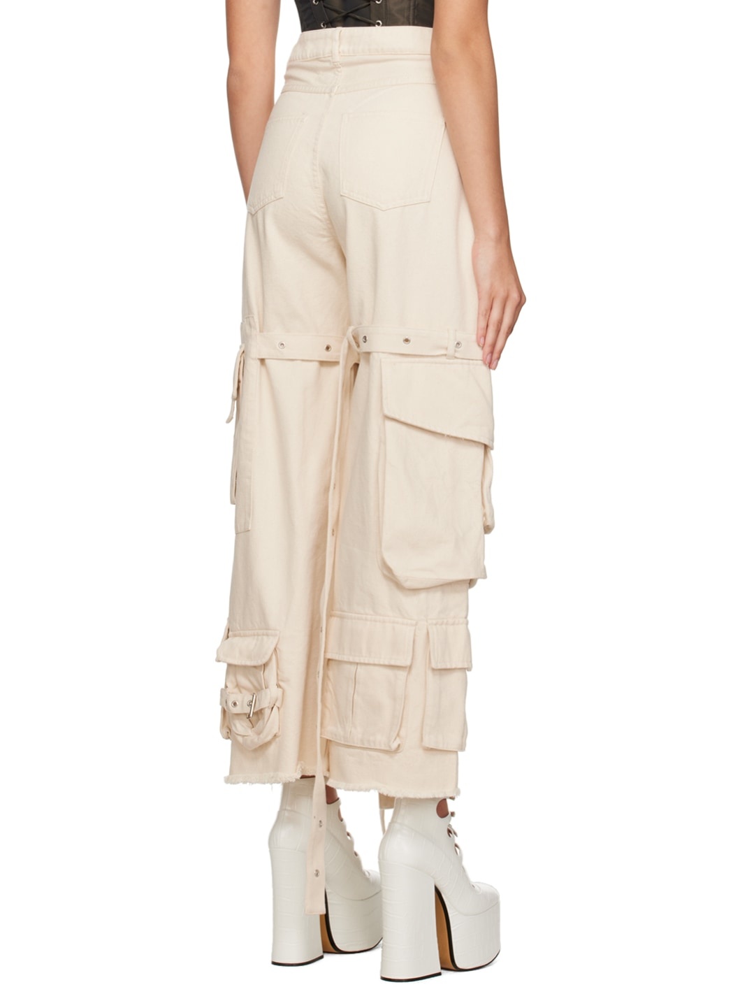Beige Multipocket Jeans - 3