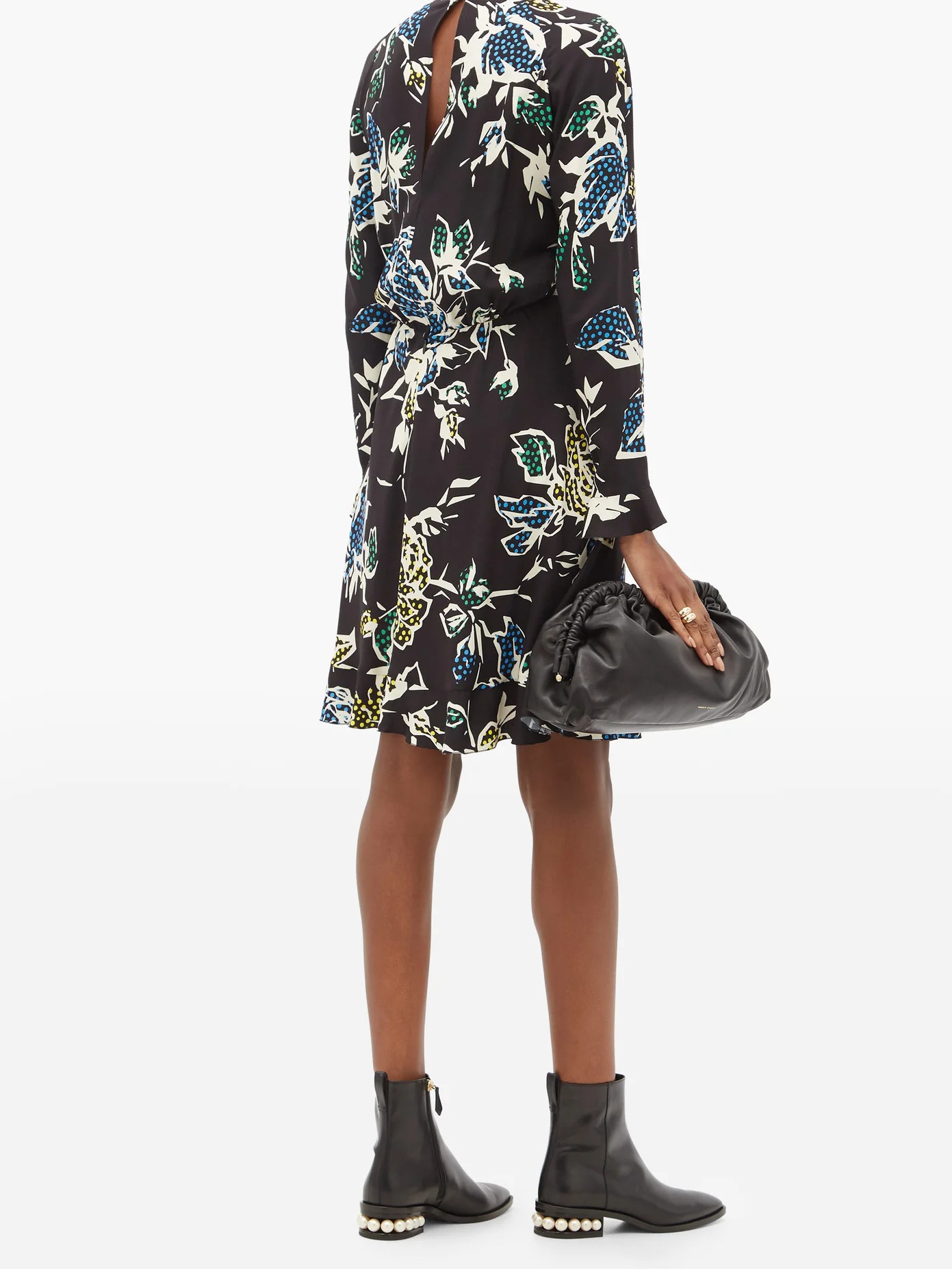 Keyhole-nape floral-print crepe dress - 5