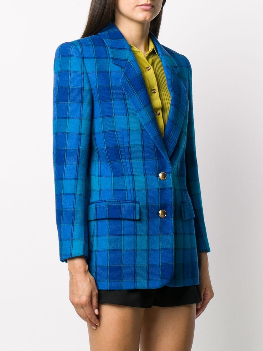 check-pattern single-breasted blazer - 3