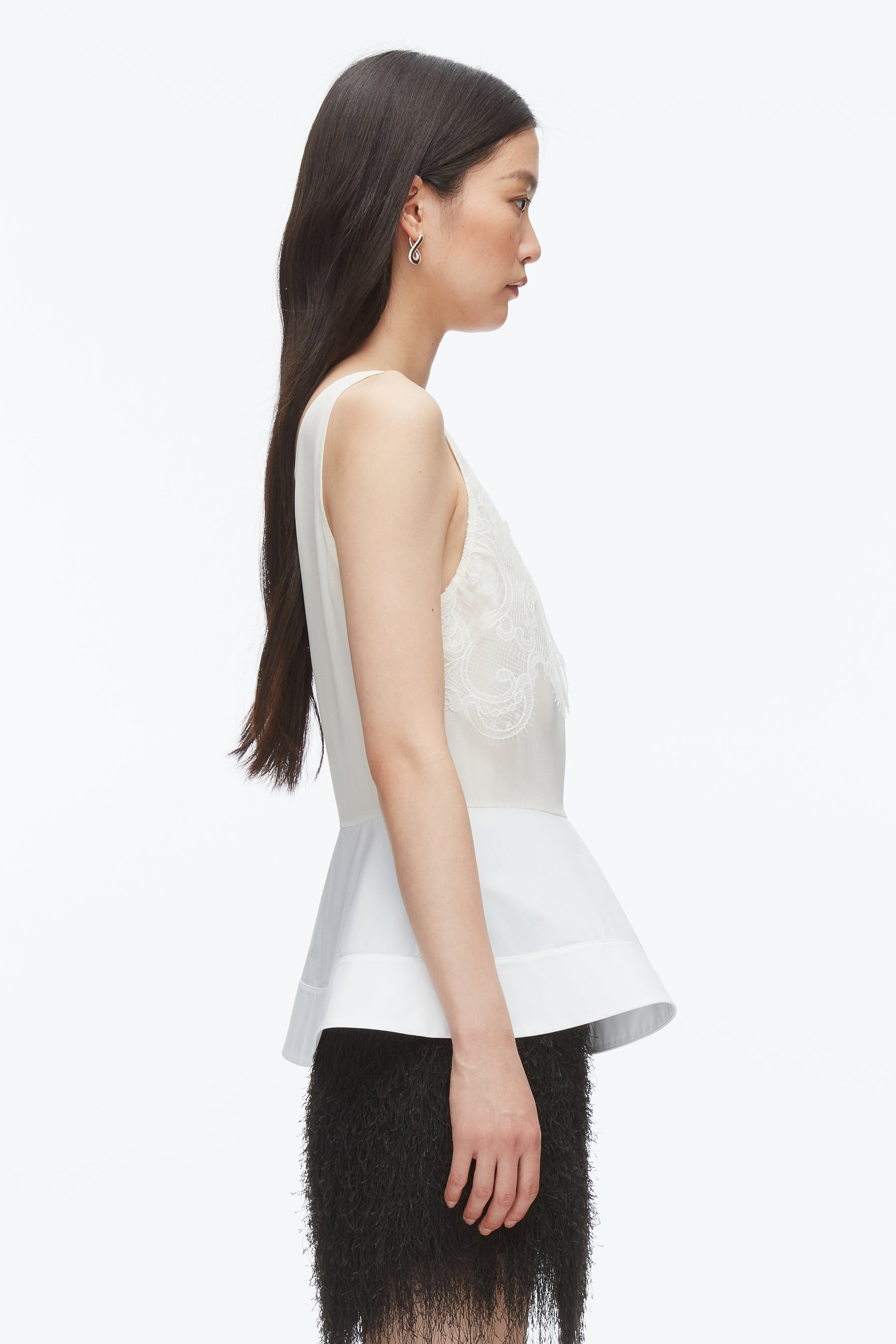 Chiffon Peplum Tank with Lace - 4
