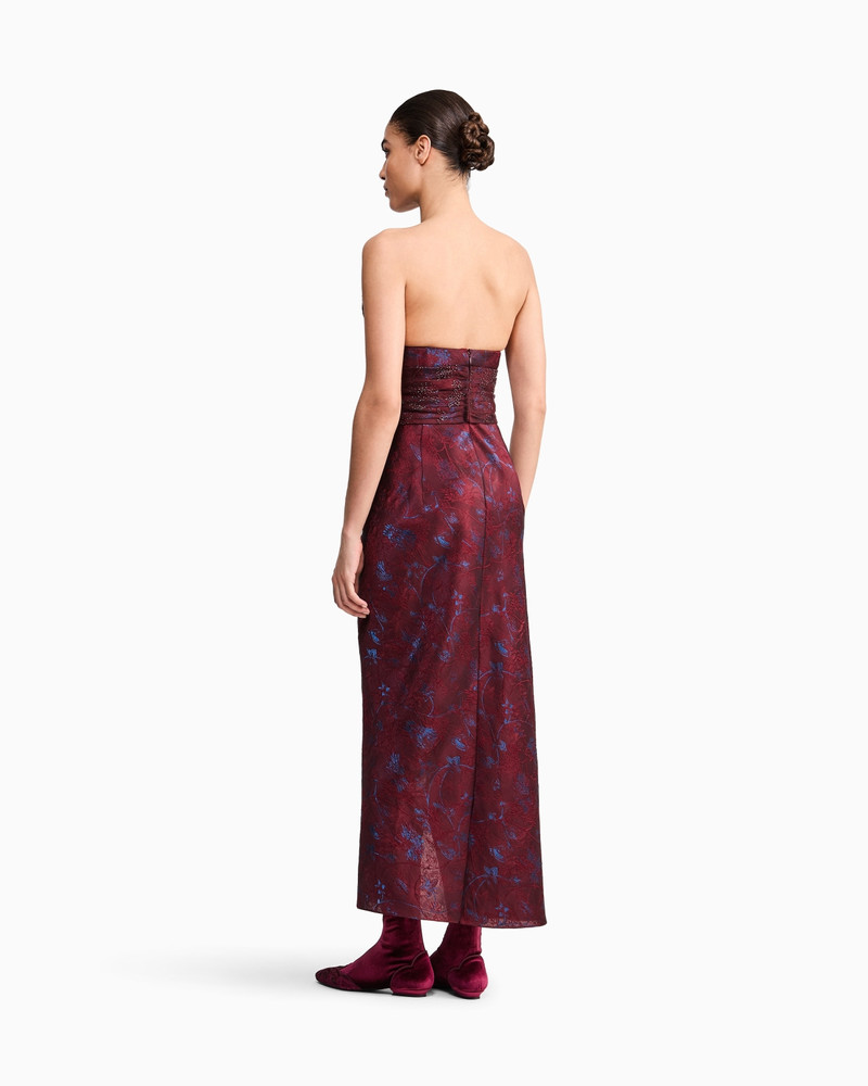 STRAPLESS EVENING DRESS WITH FLORAL EMBROIDERY AND BEADING 6