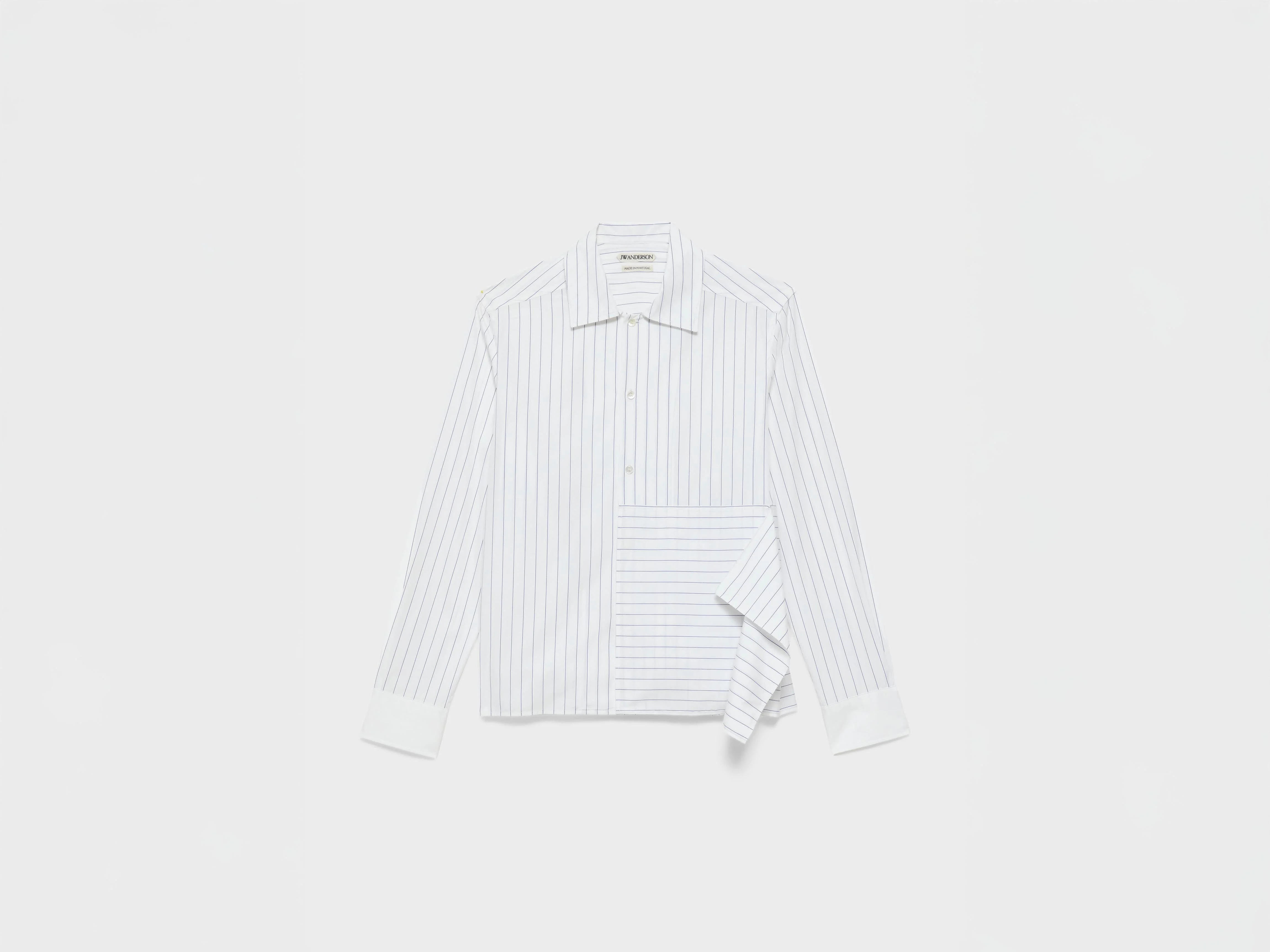 WOMENS ASYMMETRIC DRAPED SHIRT IN WHITE & BLUE - 1