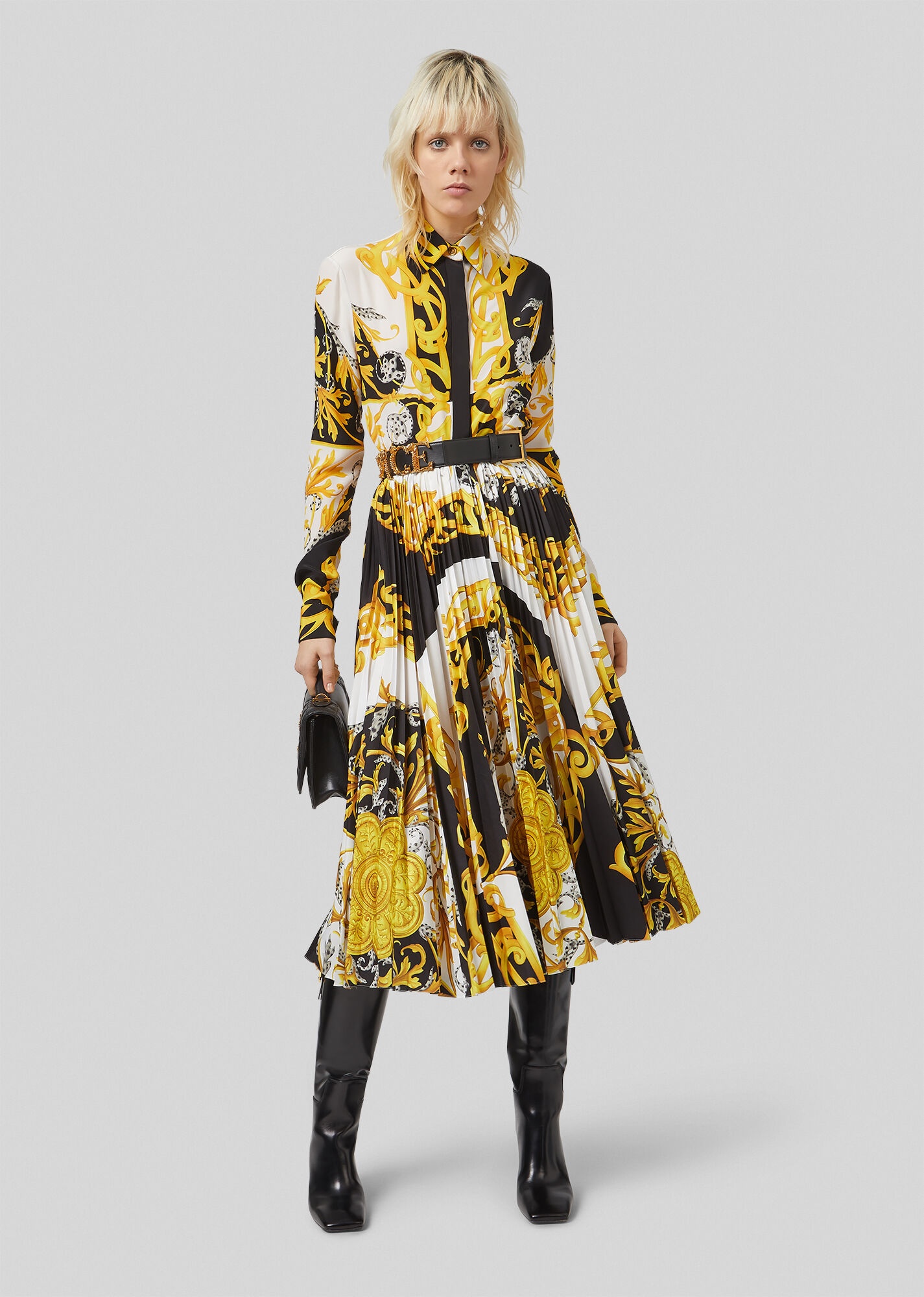 Barocco Acanthus Print Pleated Midi Skirt - 2