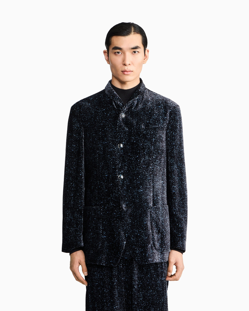 GIORGIO ARMANI SINGLE-BREASTED JACKET IN CHEVRON PRINT VELVET outlook