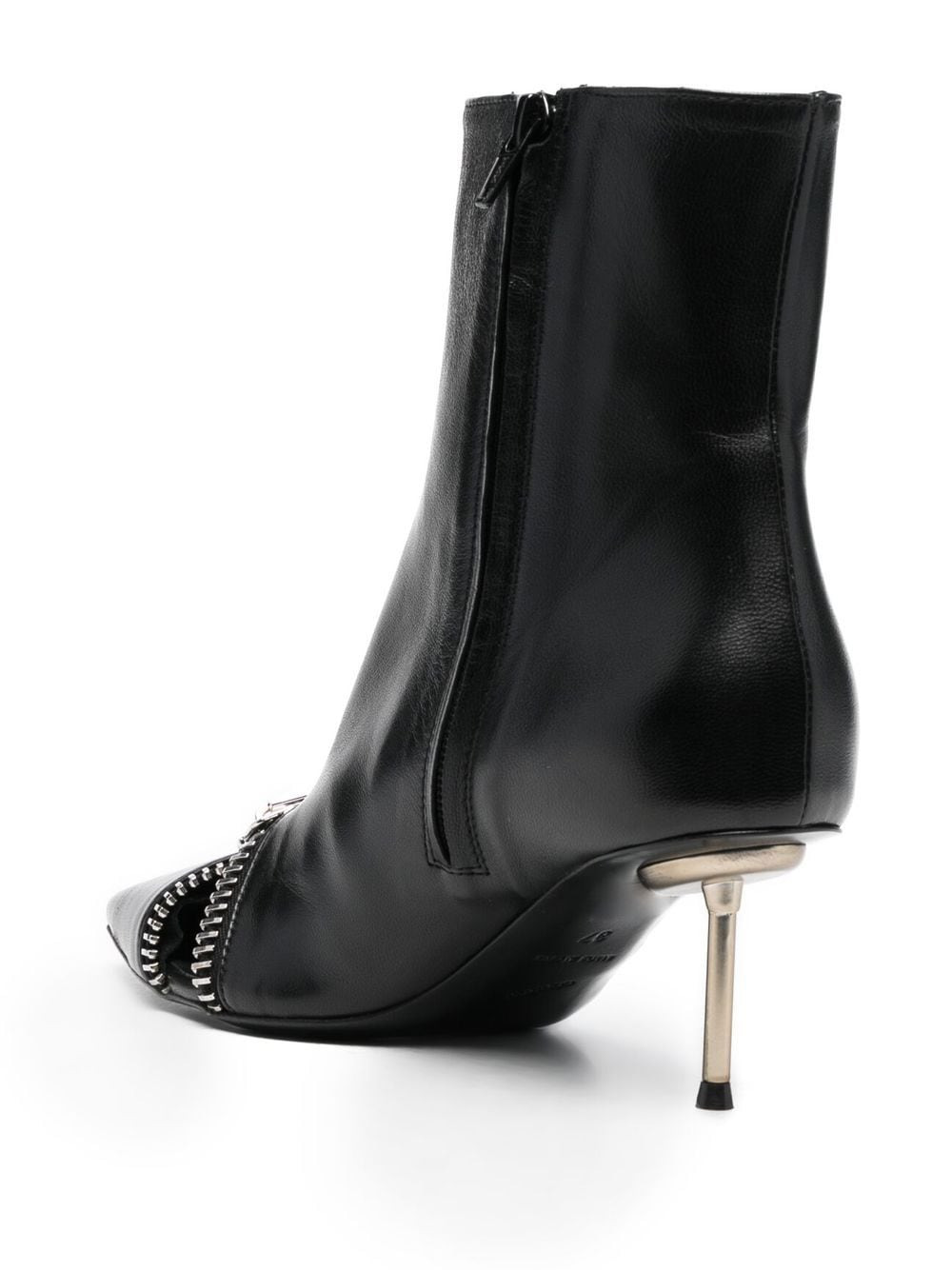 ZIP ANKLE BLACK LEATHER BOOT - 5
