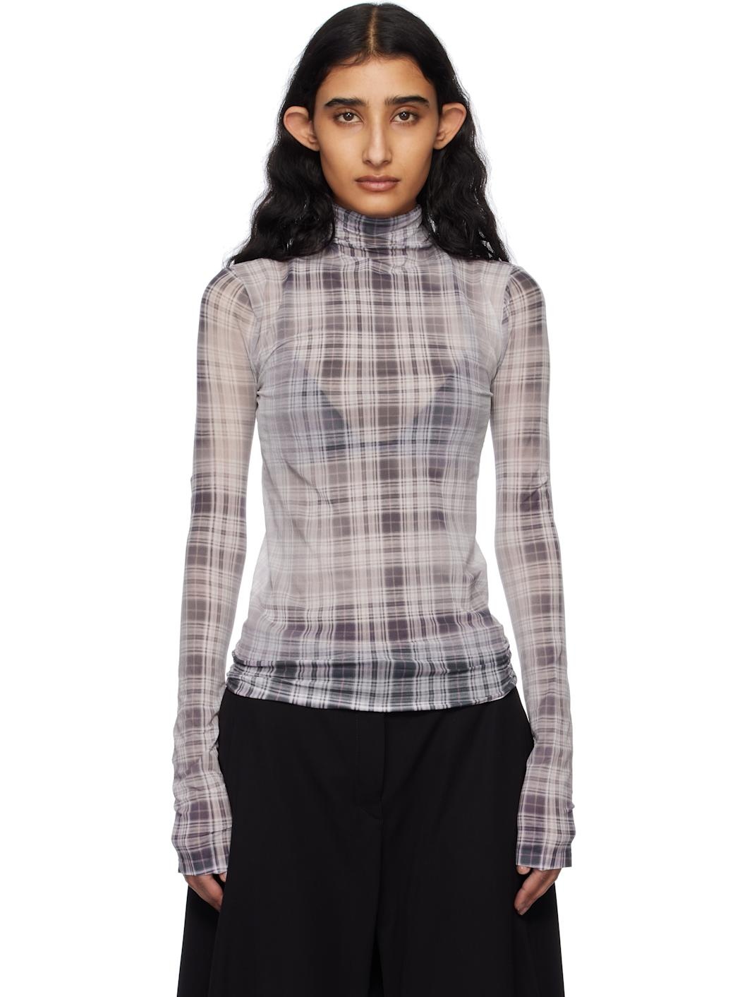White & Gray Seamless Turtleneck - 1