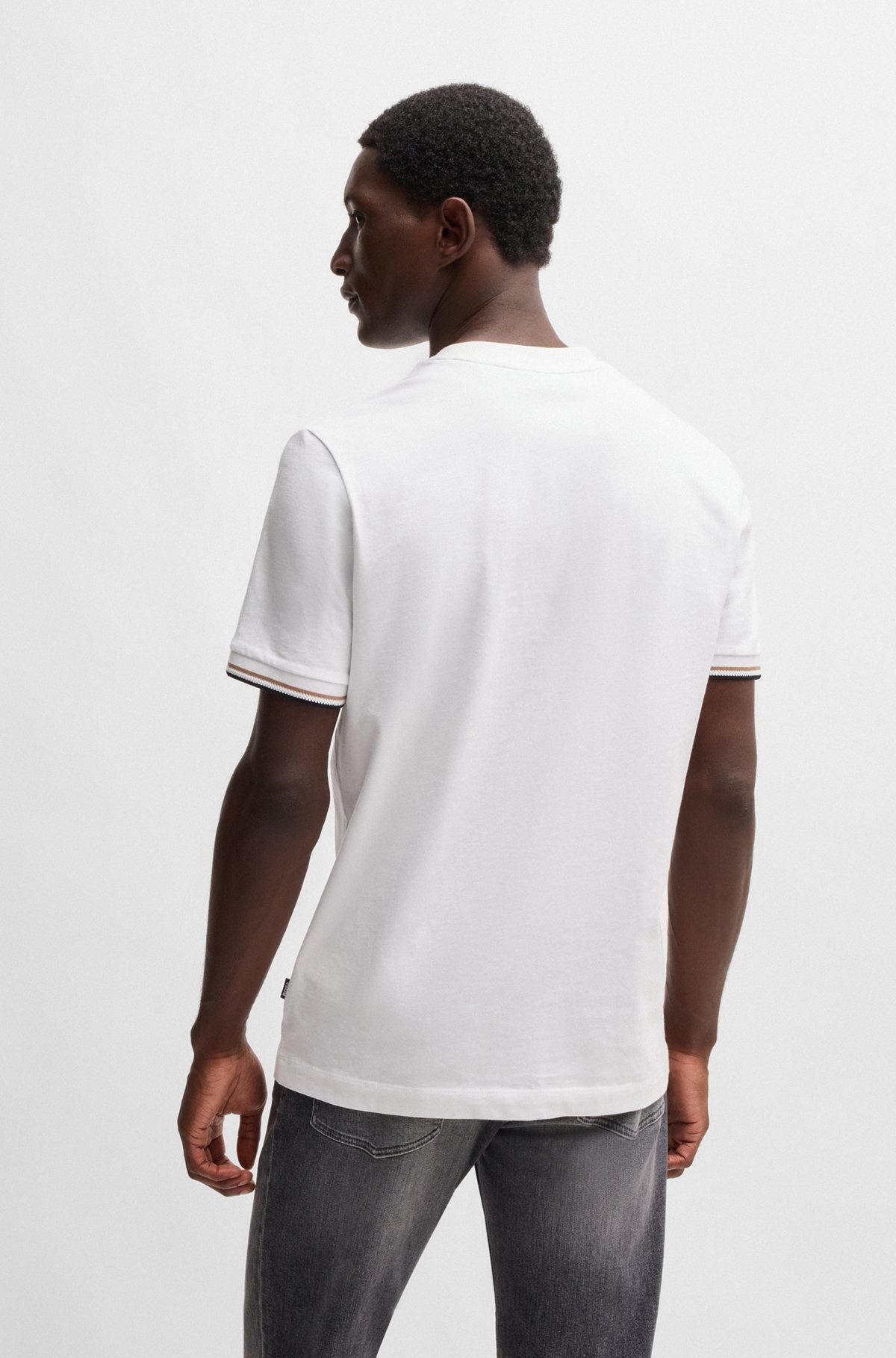 COTTON-JERSEY T-SHIRT WITH SIGNATURE-STRIPE CUFFS - 5