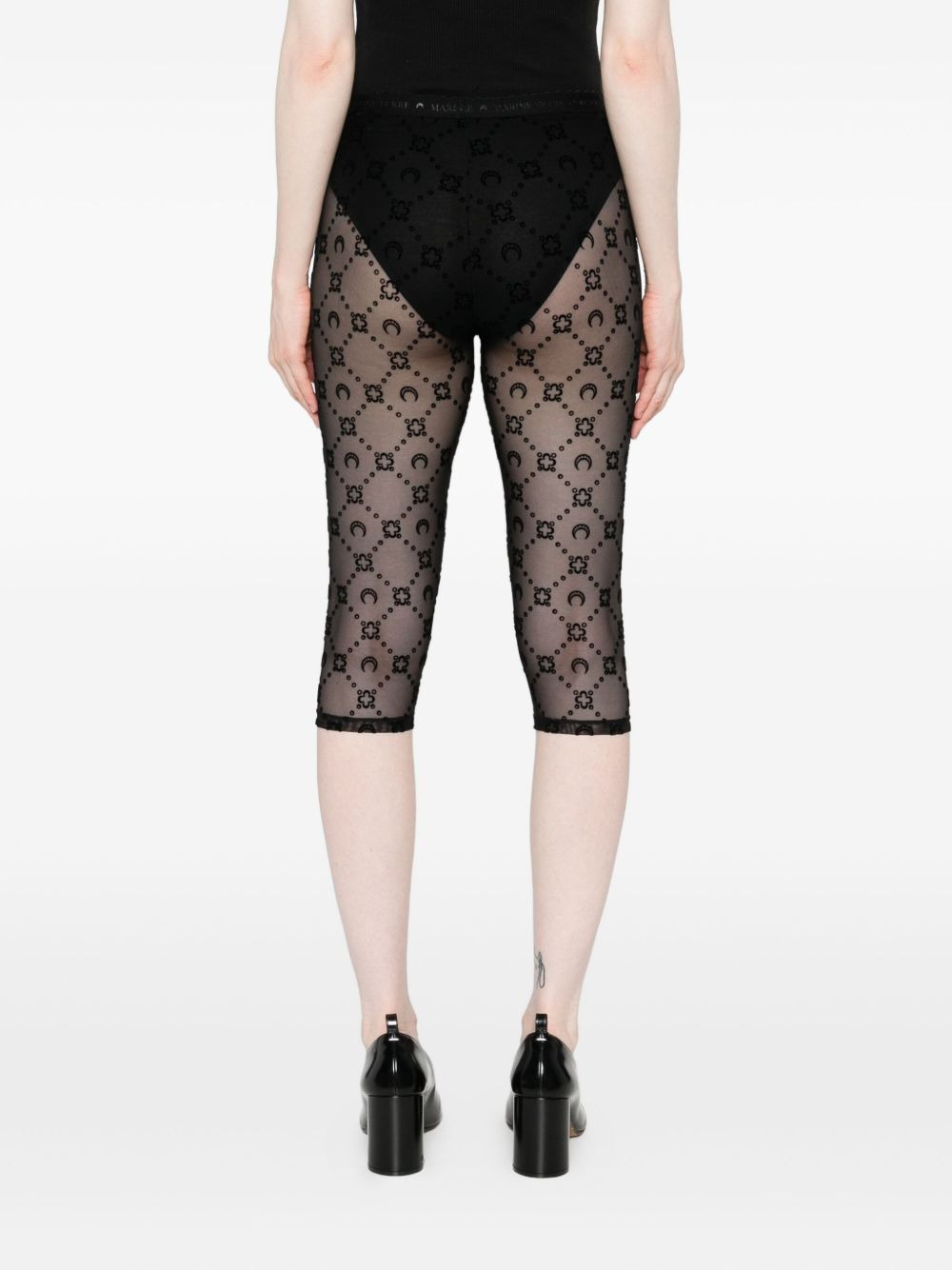 moon-embellished mesh shorts - 4