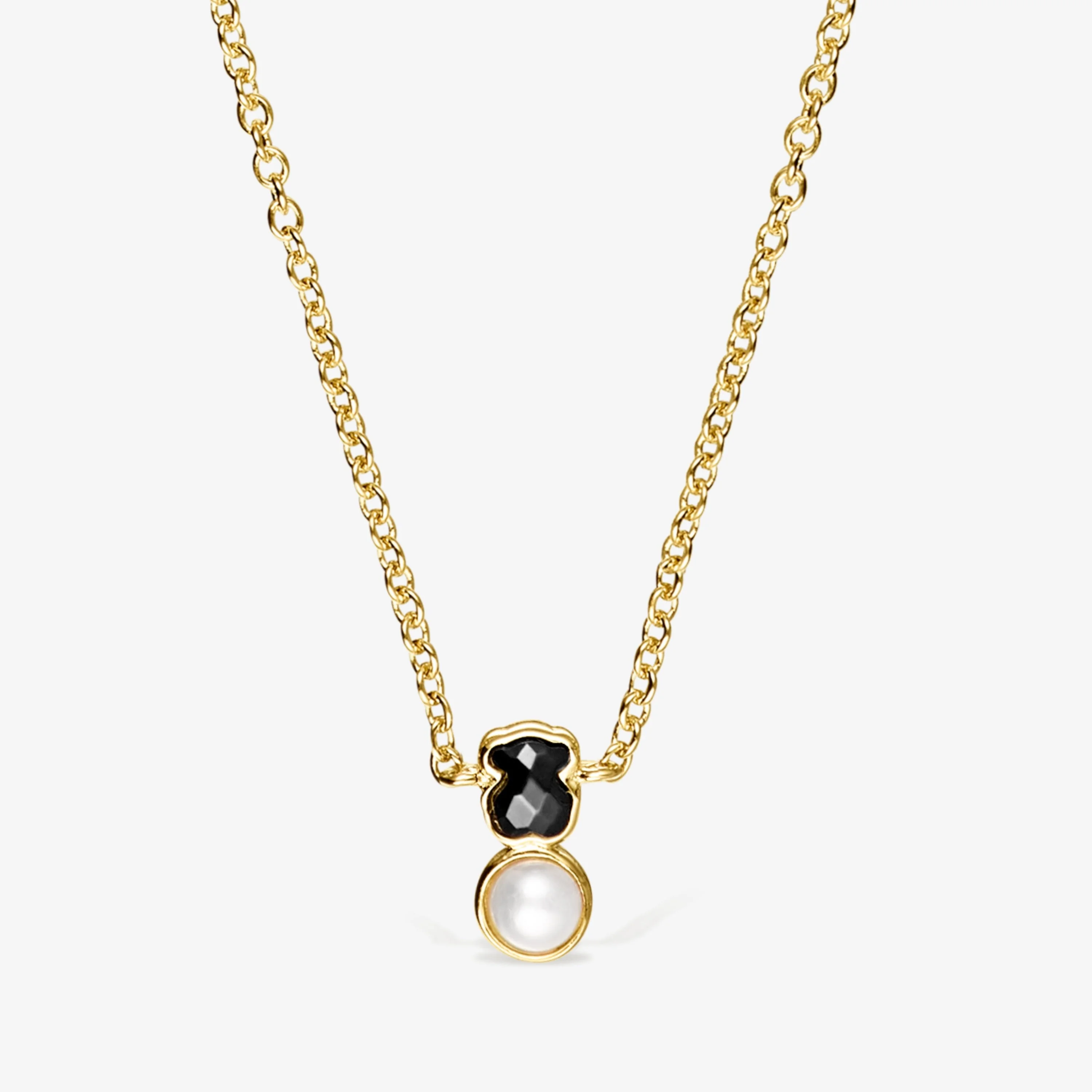 Glory Necklace in 18K gold vermeil with Onyx and Pearl - 1