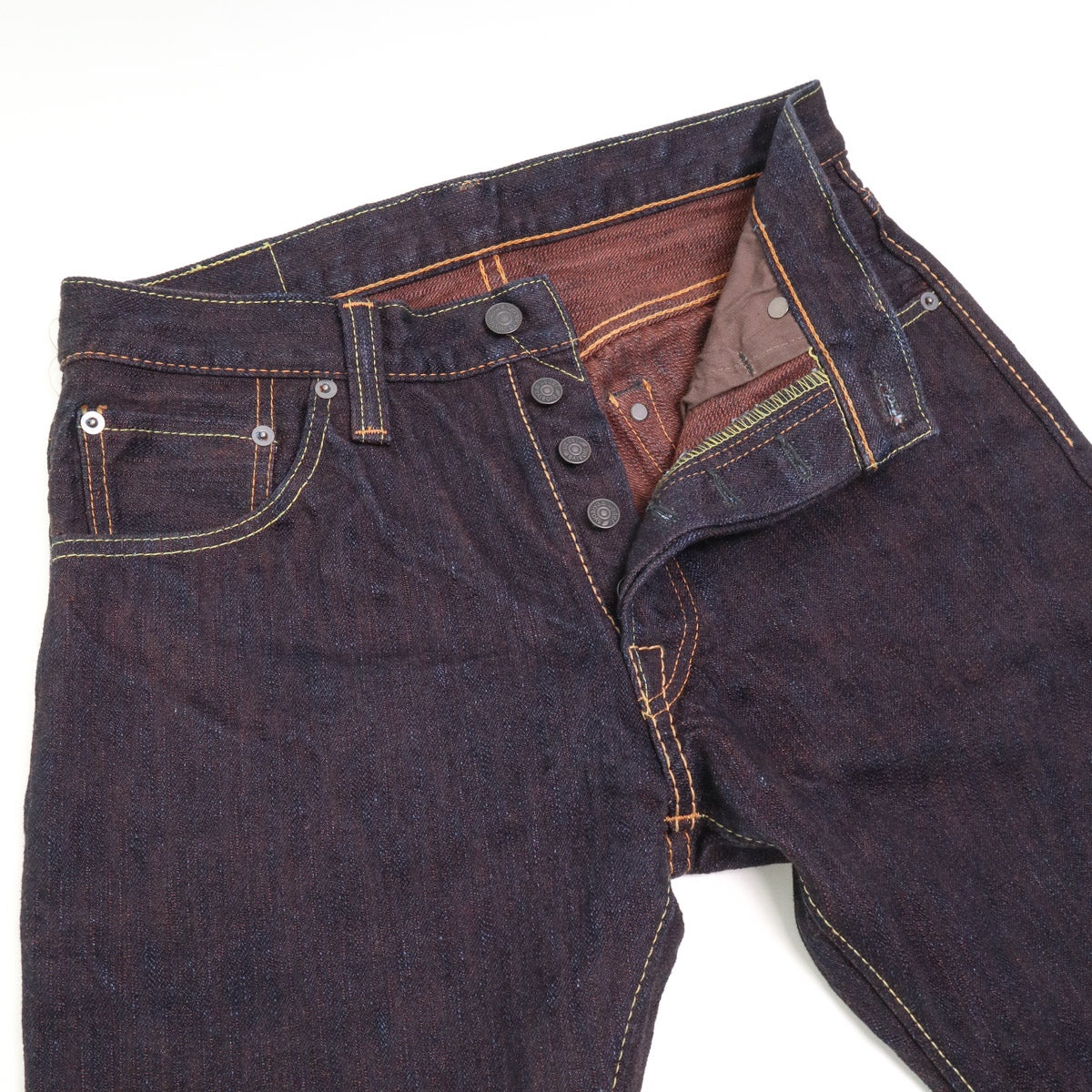 PER-EX-019-ID 15oz  Extra  Slub Relax Taper Indigo x Persimmon - 7