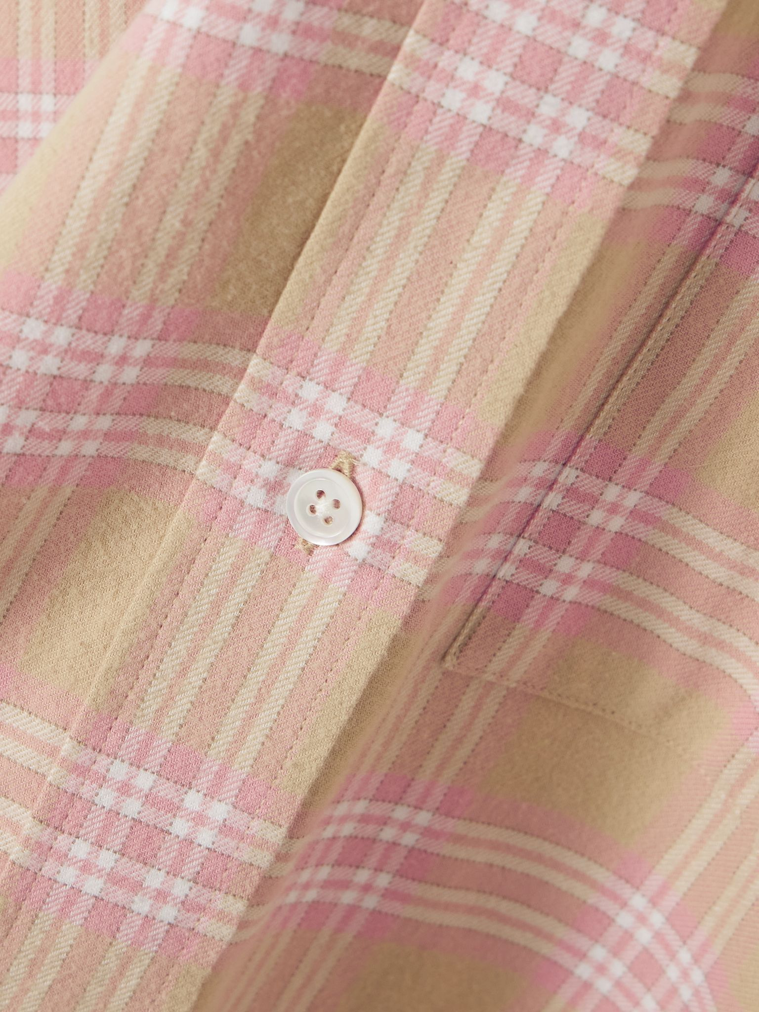 Oversized checked cotton-flannel shirt Pink - 4